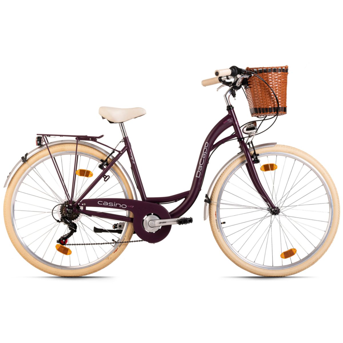 KS Cycling DaCapo Damenrad 28'' Casino Aubergine Lila 6 Gänge RH 48 cm mit Korb