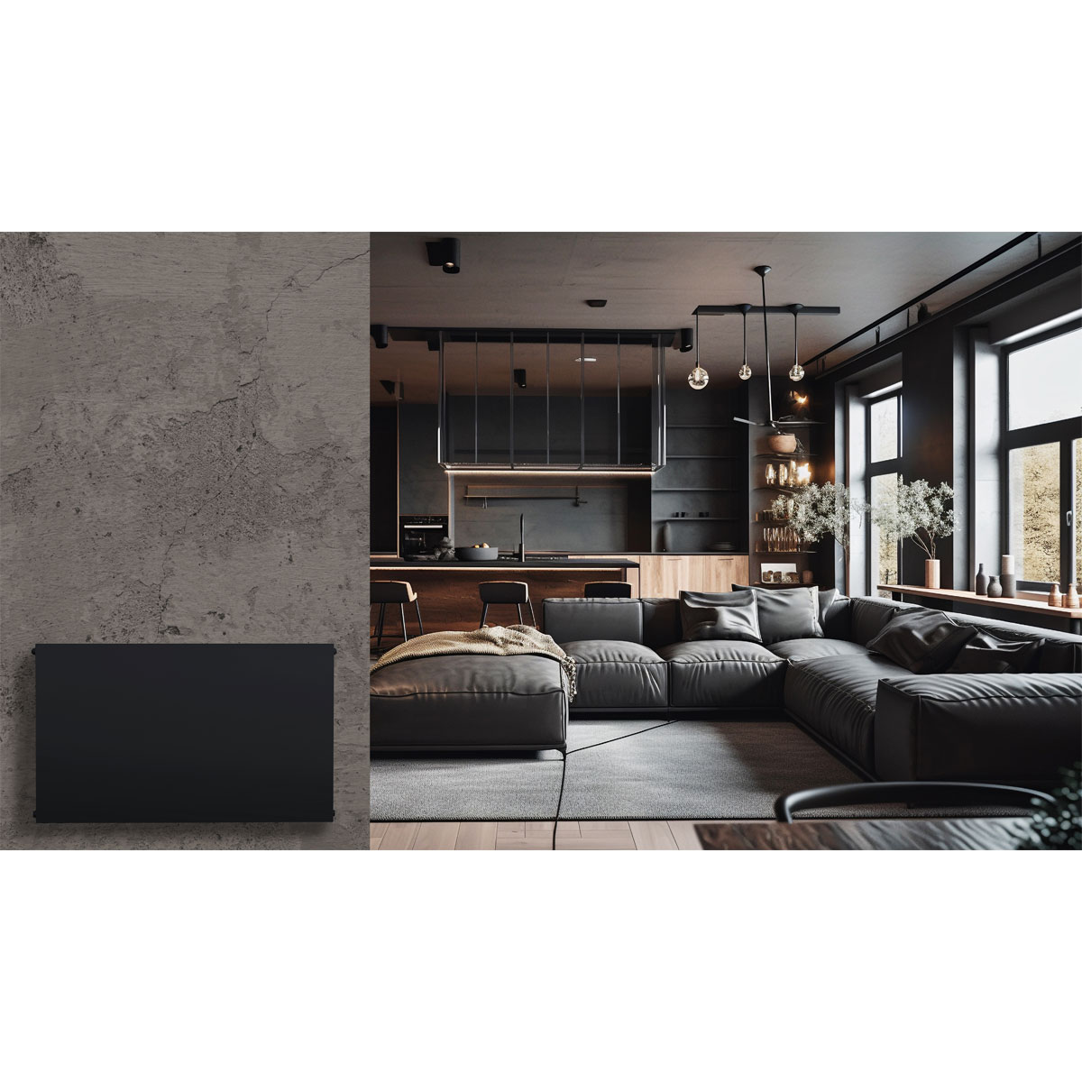 sanicomfort  Planheizkörper Set Typ DK22 60 x 100 cm schwarz matt RAL 9005 Bild 3