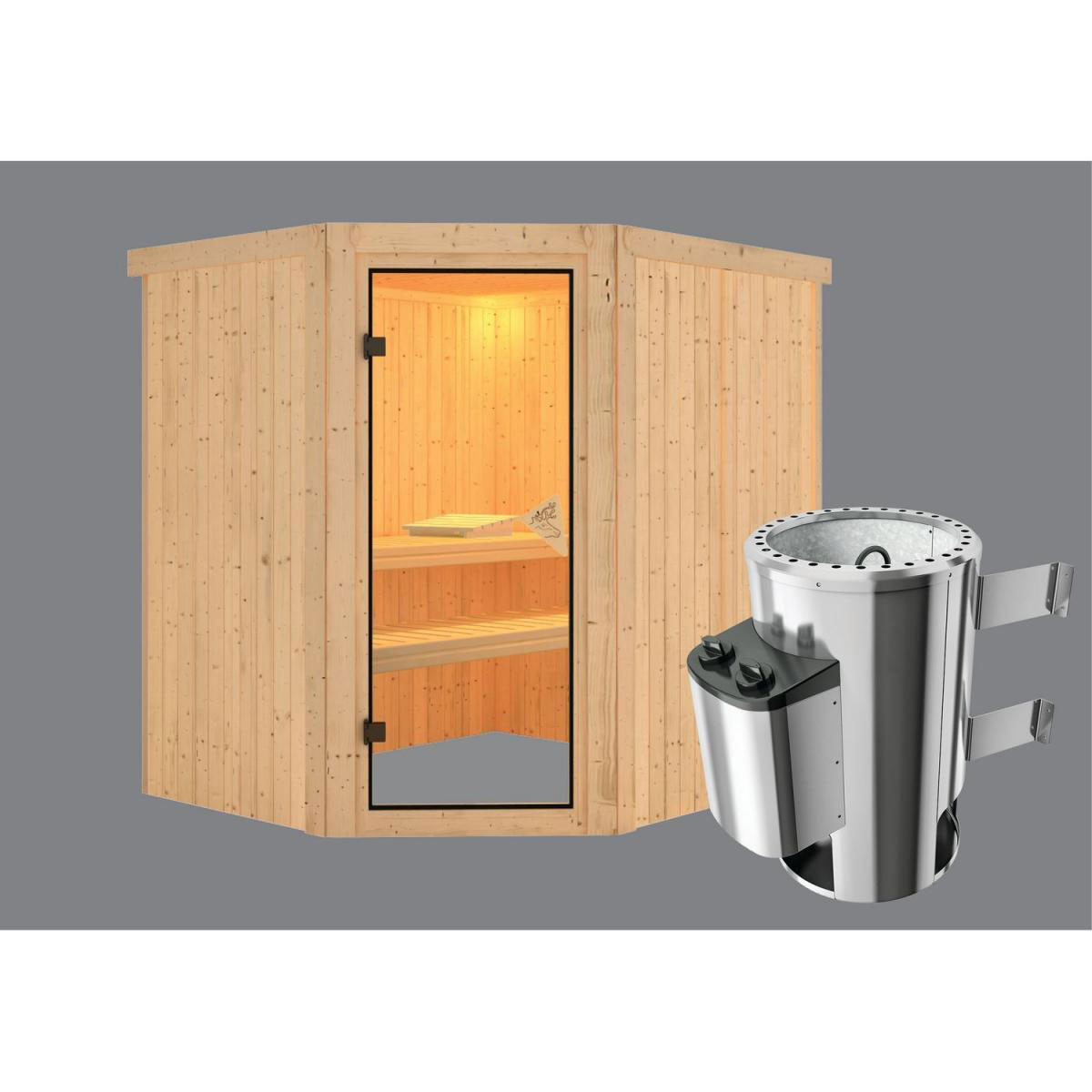 Karibu Systemsauna Lilja 68 mm 6 kW Ofen integr Strg ohne Dachkranz Bild 2