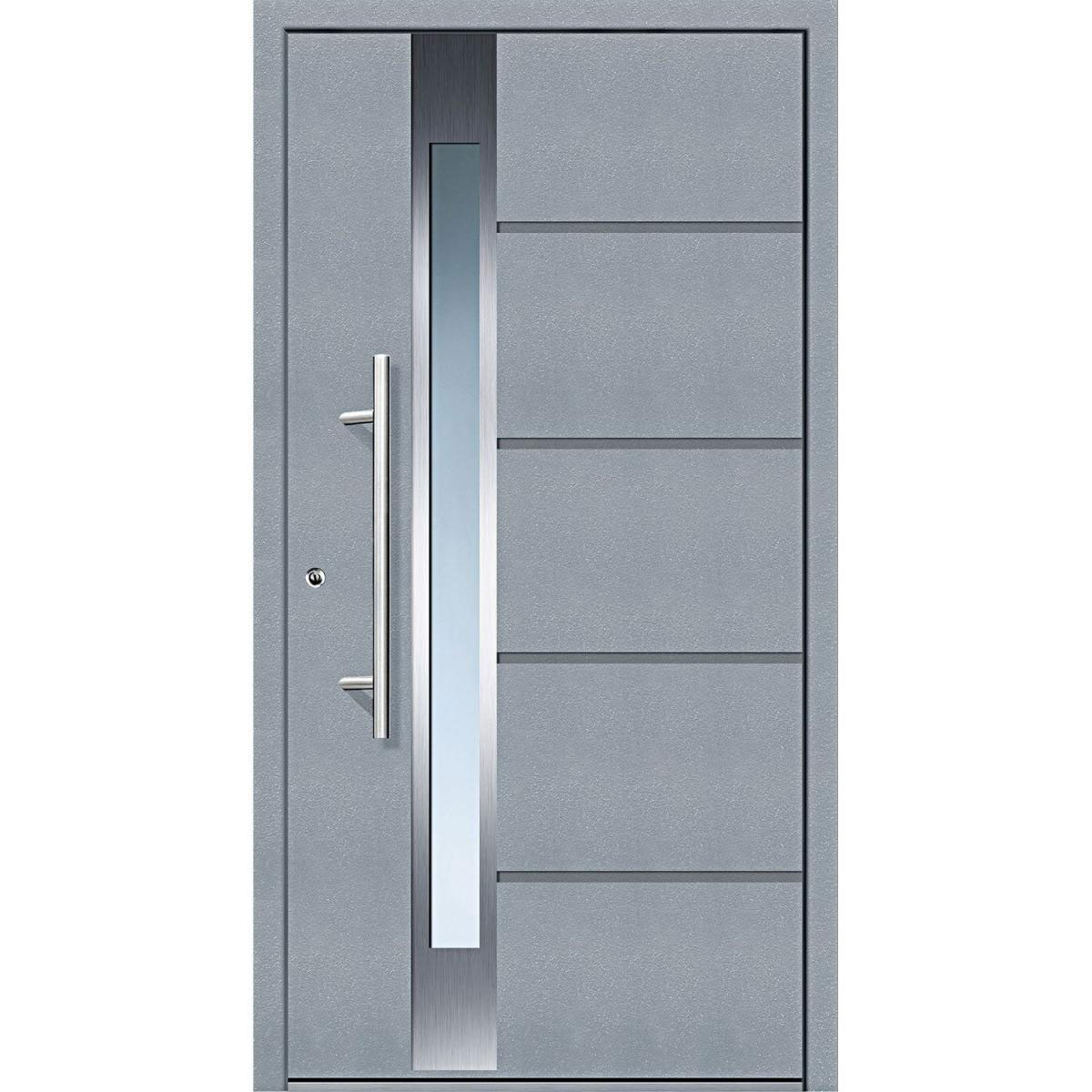 Aluminium-Sicherheitshaustür Rom Superior 60 mm grau 100 x 200 cm Anschlag links inkl Griffset Bild 1