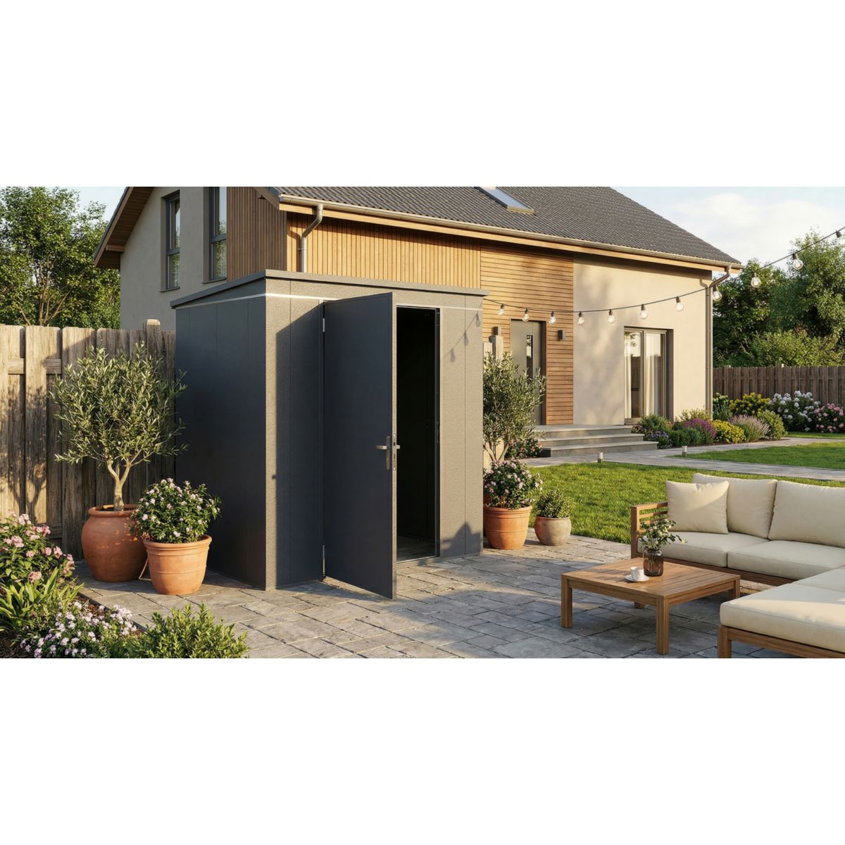 Weka Metall-Gerätehaus Gary, 0,7mm, 192 x 148, anthrazit