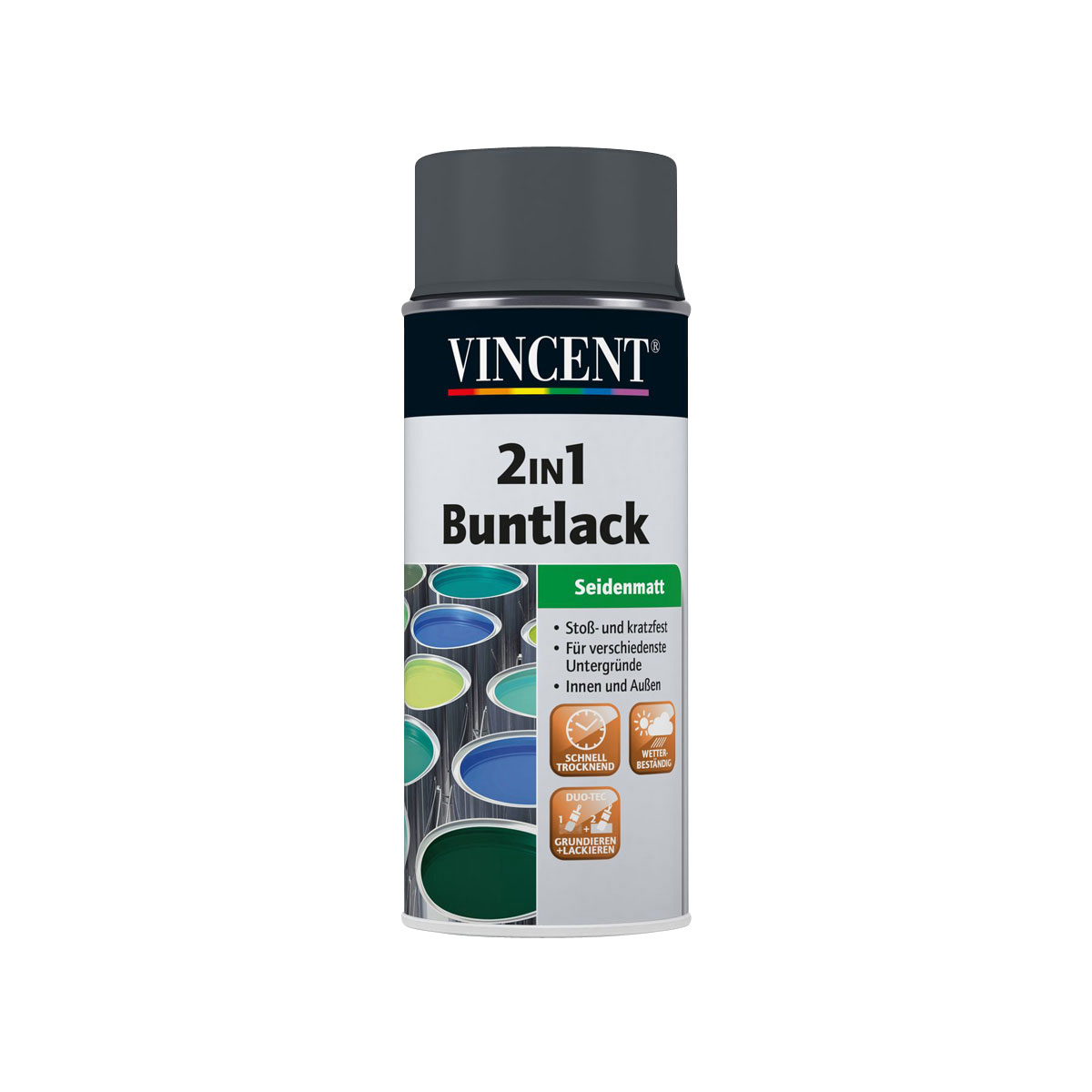 Vincent 2in1 Buntsprühlack anthrazit seidenmatt 150 ml