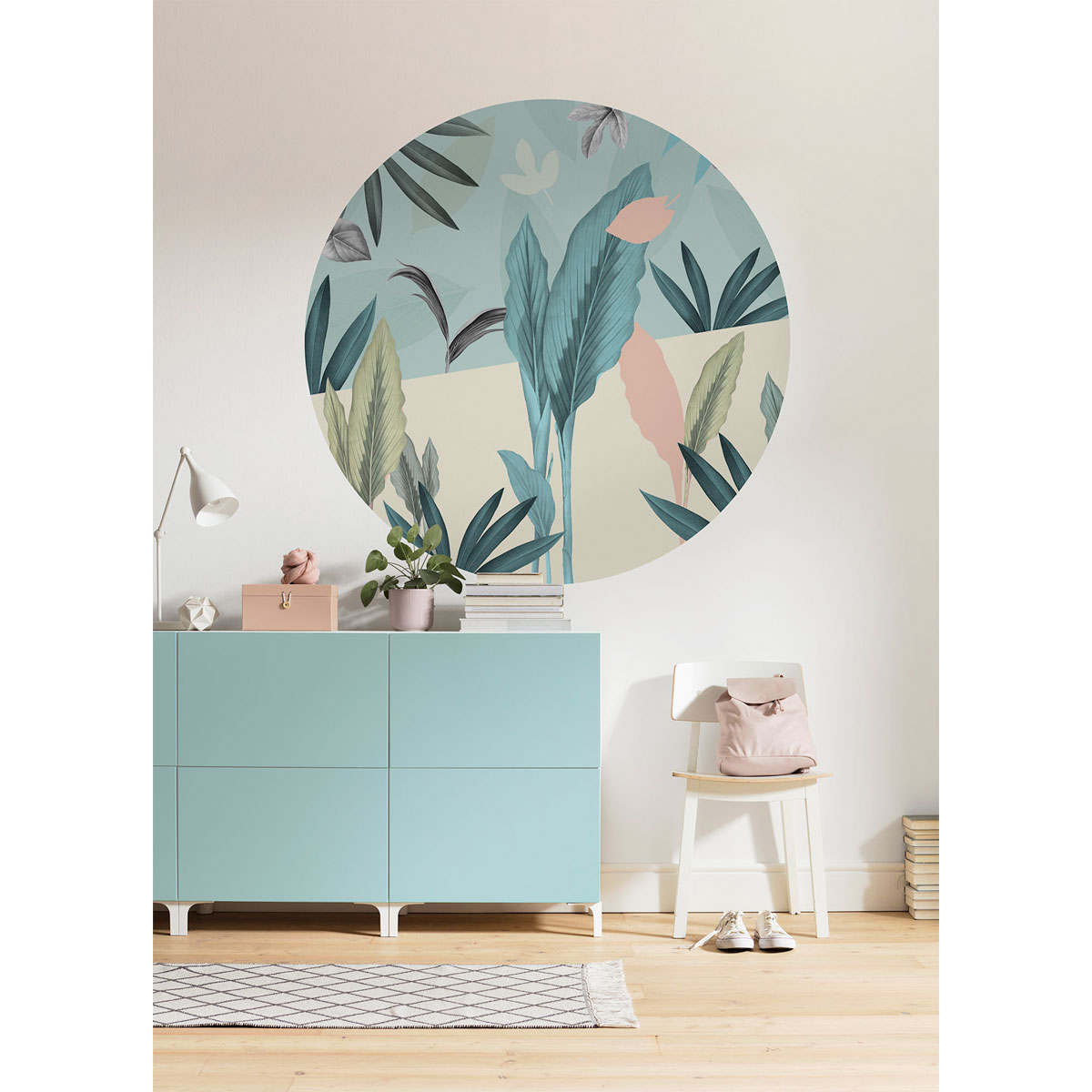 Komar  Selbstklebende Vlies Fototapete rund Pale Leaves Durchmesser 125 cm Bild 1