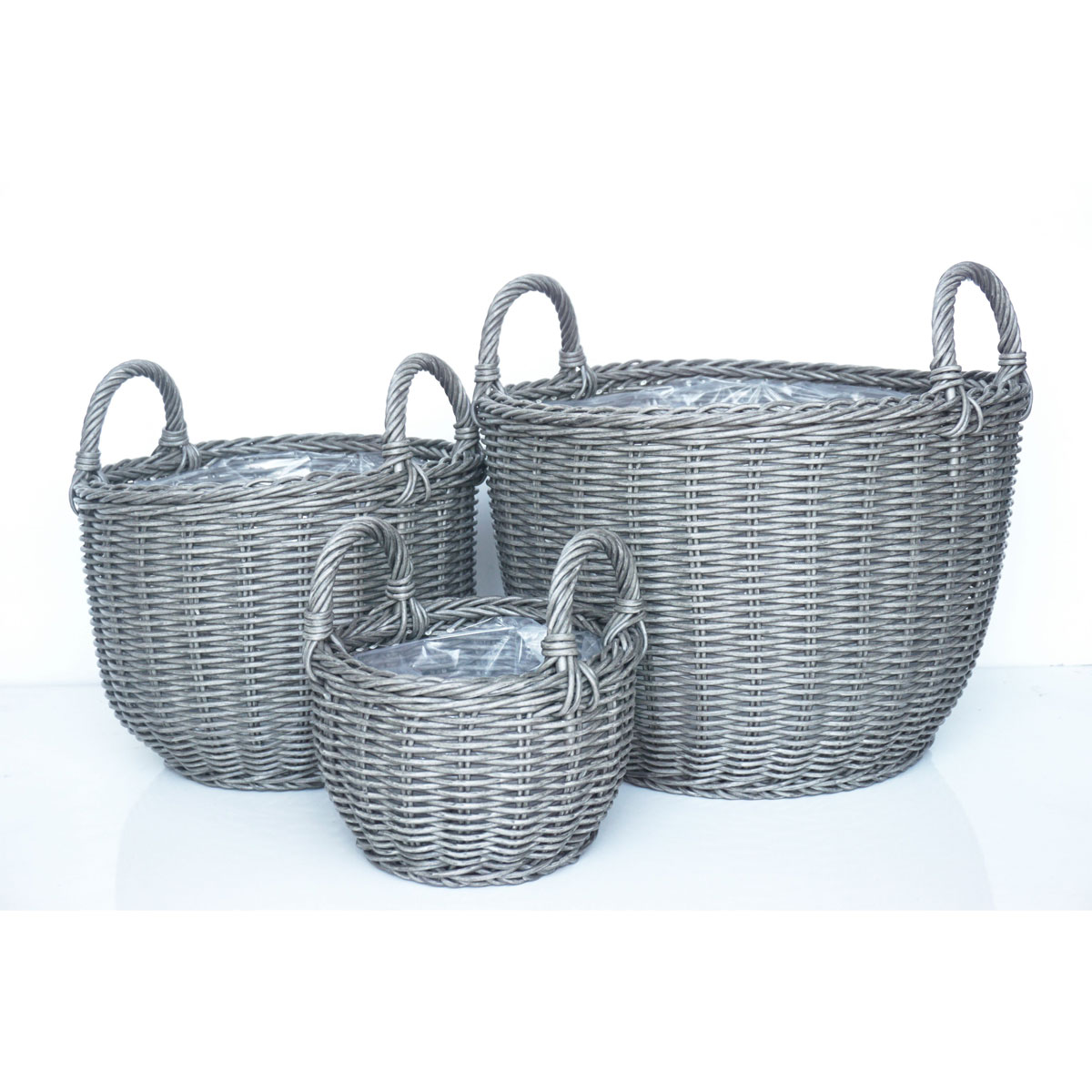 Haveson Pflanzkorb Salix L Durchmesser 40 x 37 cm dunkelgrau Bild 2