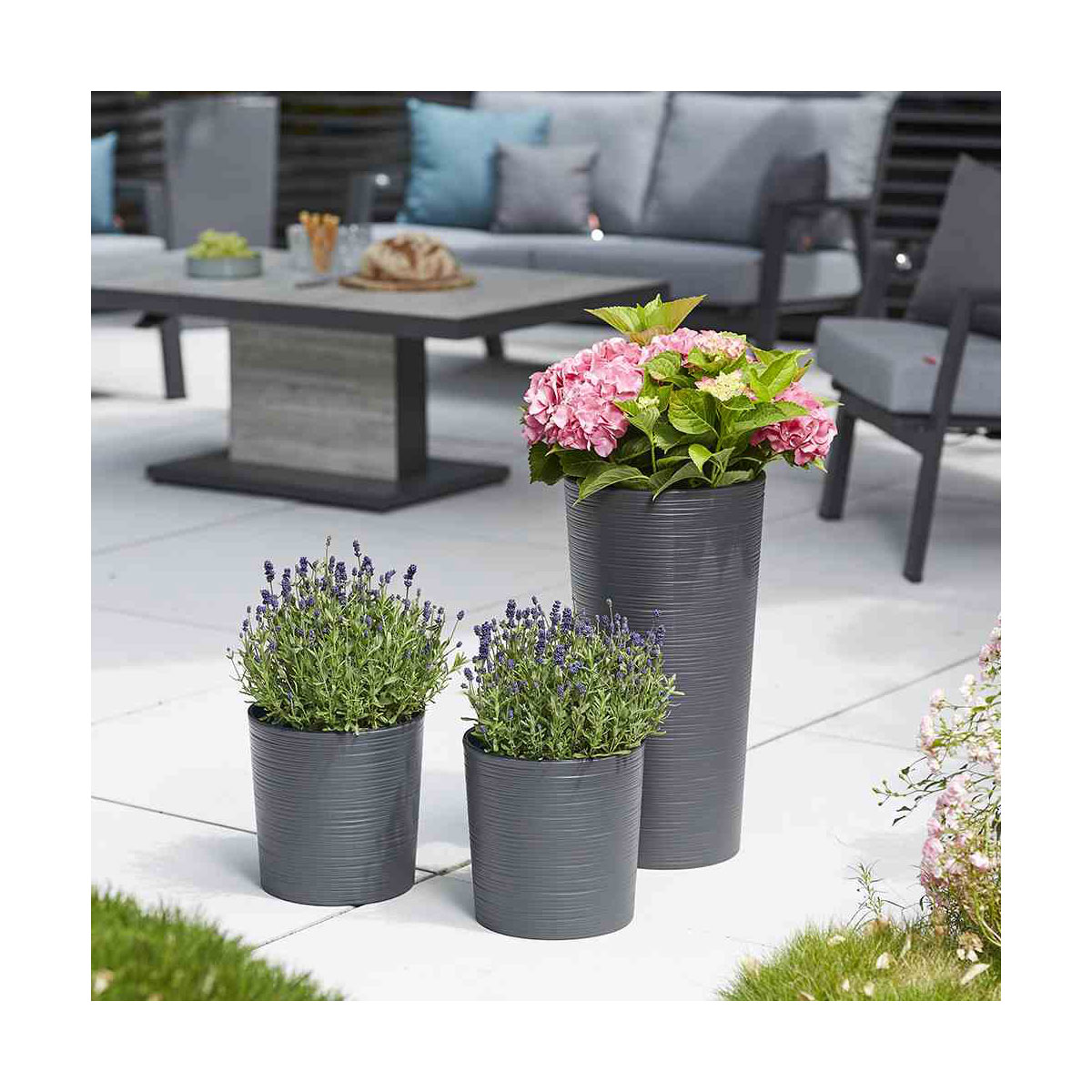 Siena Garden Pflanzgefäß Lens Durchmesser 25 x 25,5 cm graphit Rillenoptik Bild 4