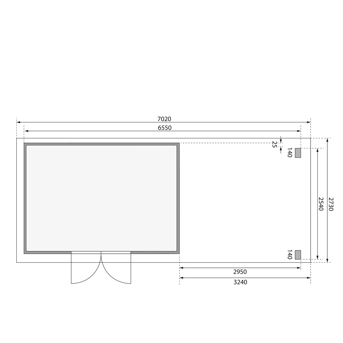 Karibu BBH Kandern 7 Set mit Anbaudach terragrau Bild 8
