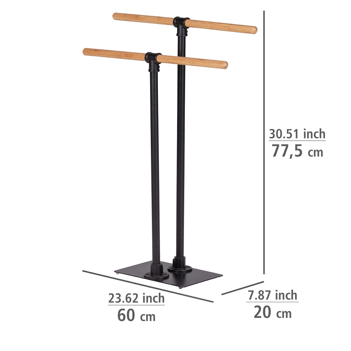 Wenko  Handtuchständer Forli Handtuchhalter aus Stahl und Bambus Bild 4