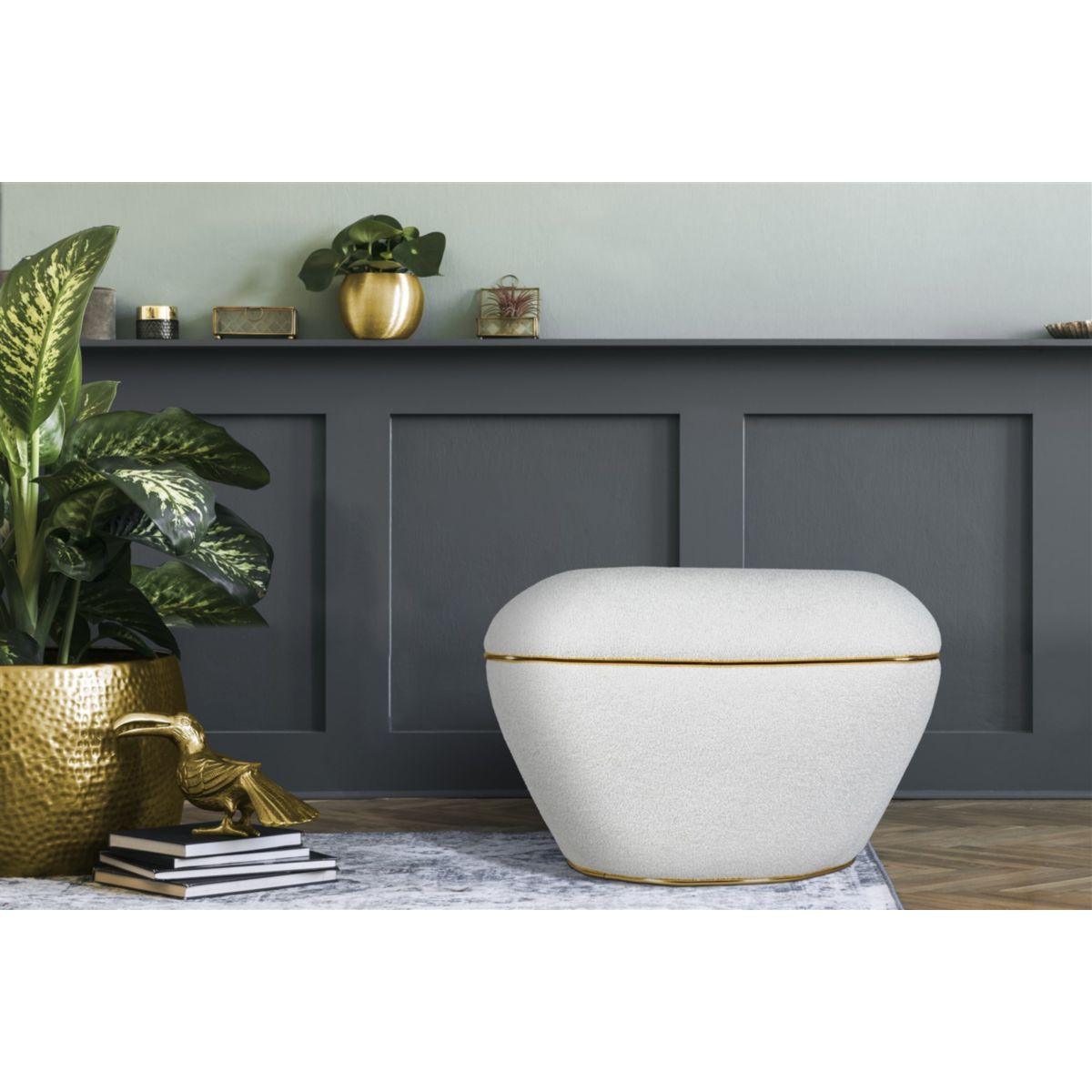 Kayoom Hocker Contessa 135 Weiß / Gold Bild 3