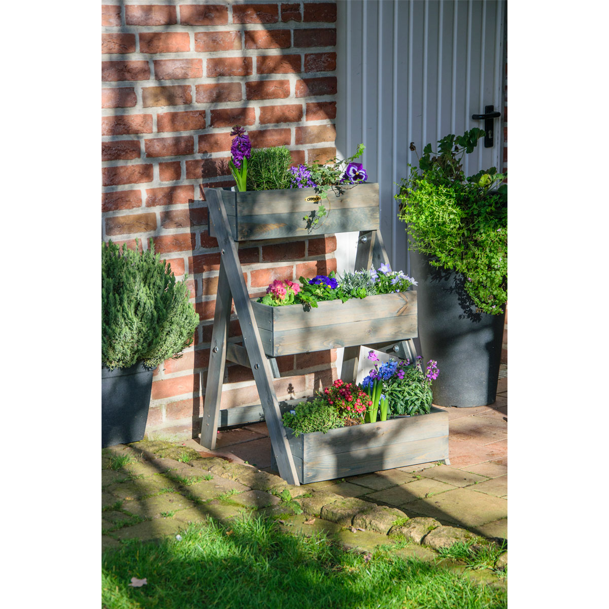 dobar Dreistufige Pflanztreppe 70 x 90 x 60 cm grau Bild 6