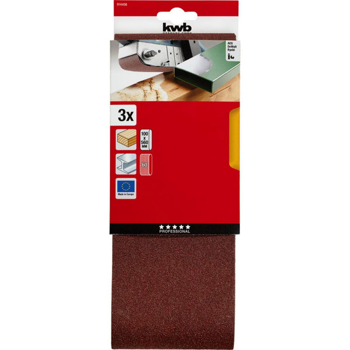 kwb  Schleifbänder Holz und Metall 100 x 560 mm K60 Bild 2