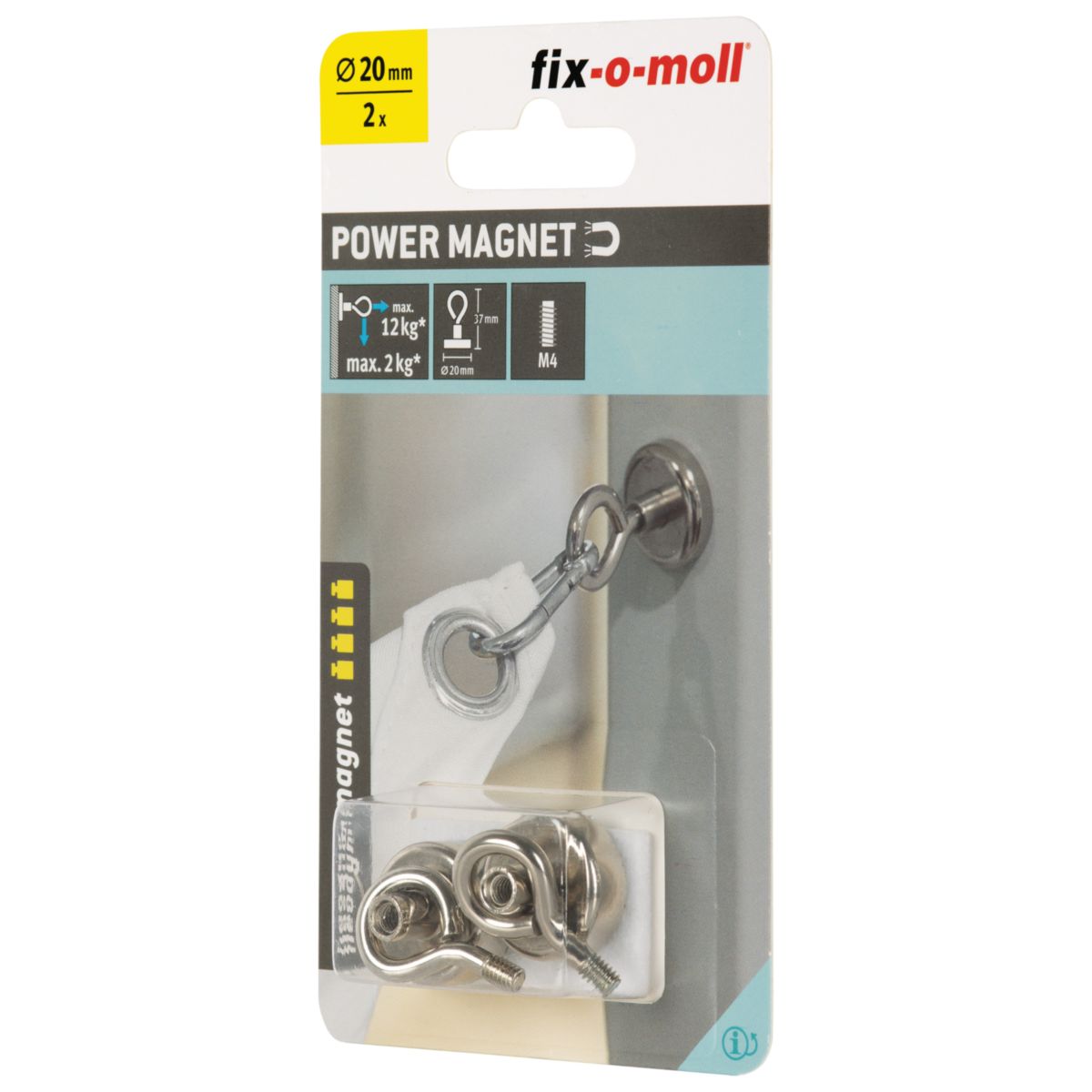 Suki Topfmagnet Neodym mit Öse Ø 20 x 37 mm, Gewindebuchse M4, silber Bild 4