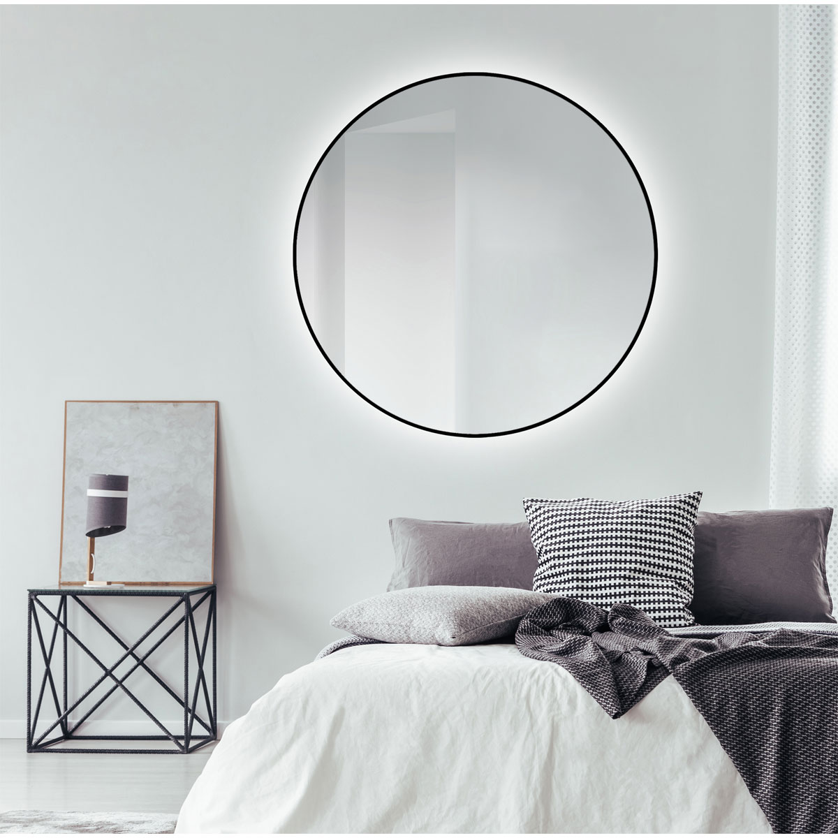 DSK  Design LED Lichtspiegel Silver Globo Black Dm 120 cm Bild 5