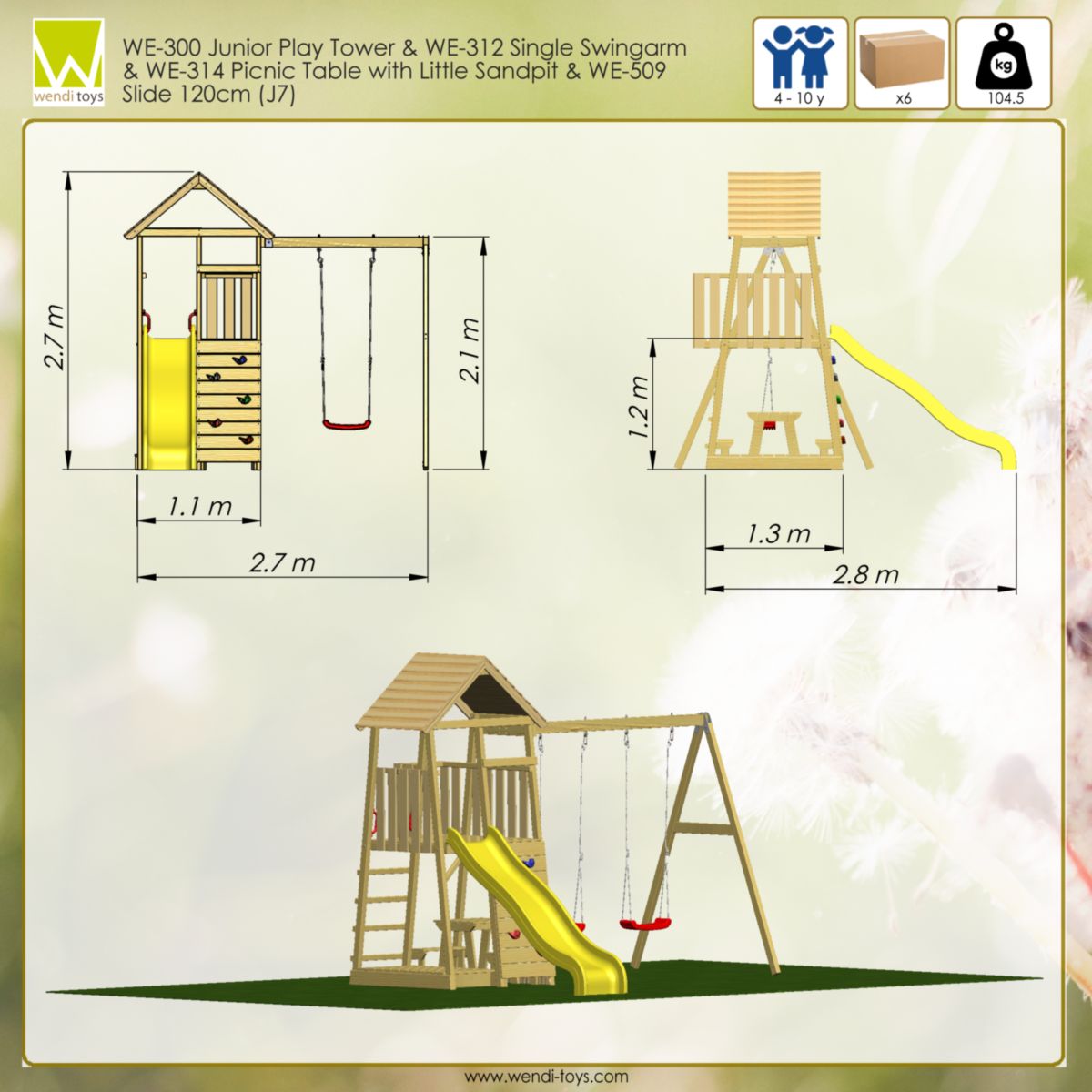 Wendi Toys Spielhaus Pelikan inkl. Rutsche, Kletterwand und Sitzgarnitur 280x270x270 cm Bild 2