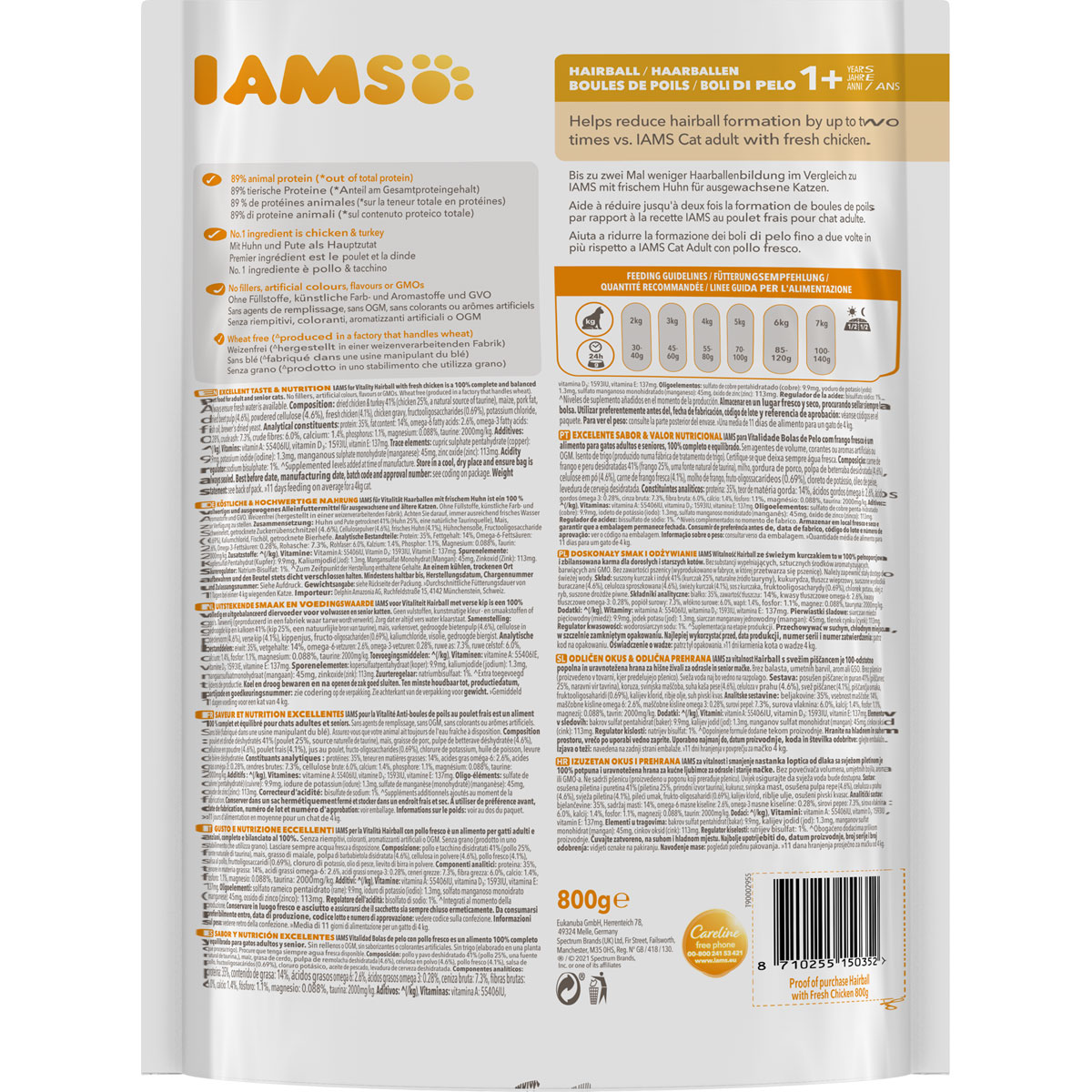 IAMS Trockenfutter Vital Katze Haarballen Huhn 800 g Bild 2