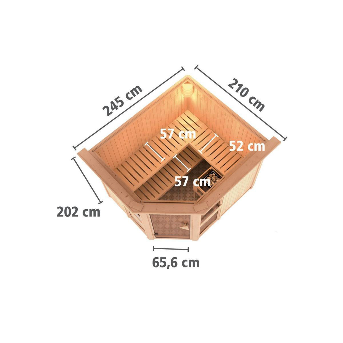 Karibu Amelia 3 Eckeinstieg 9 kW Ofen integr Strg mit Kranz Bild 10