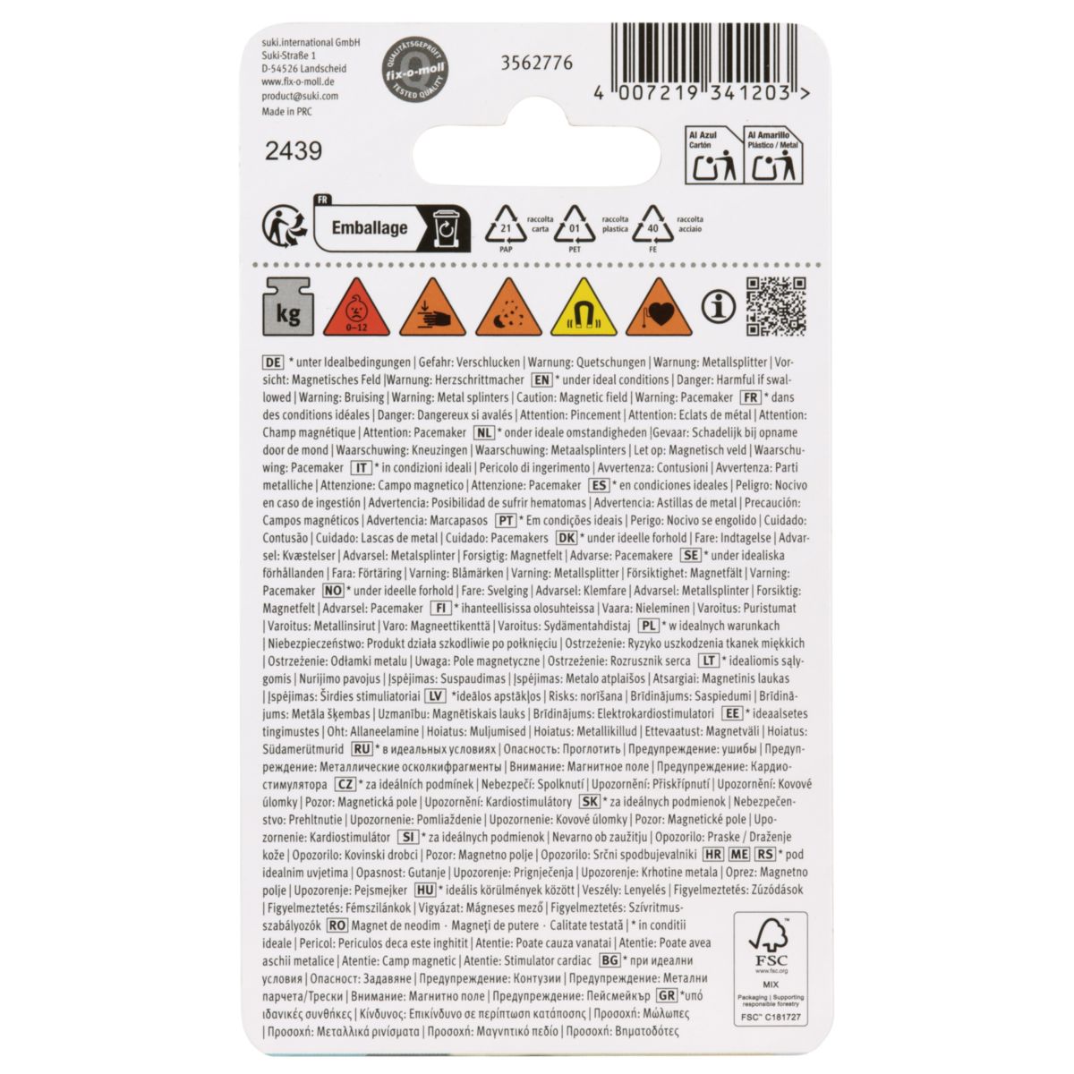 Suki Topfmagnet Neodym mit Öse Ø 20 x 37 mm, Gewindebuchse M4, silber Bild 3