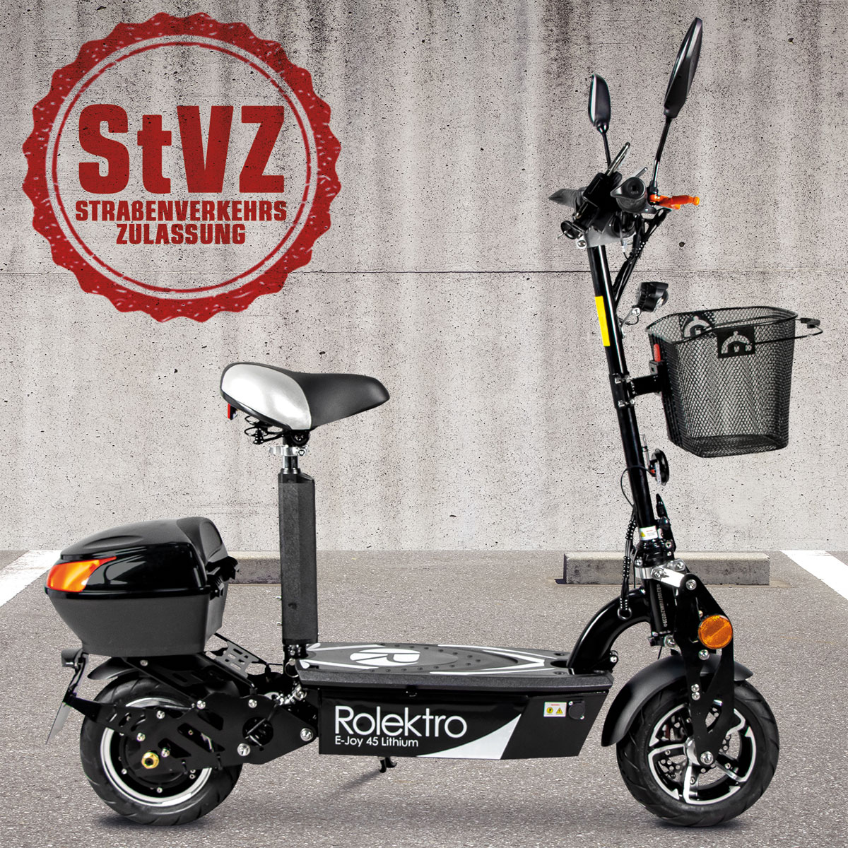 Rolektro E-Scooter „E-Joy 45“ Schwarz, 48 V-20 AH Akku, 1000 W Bild 2