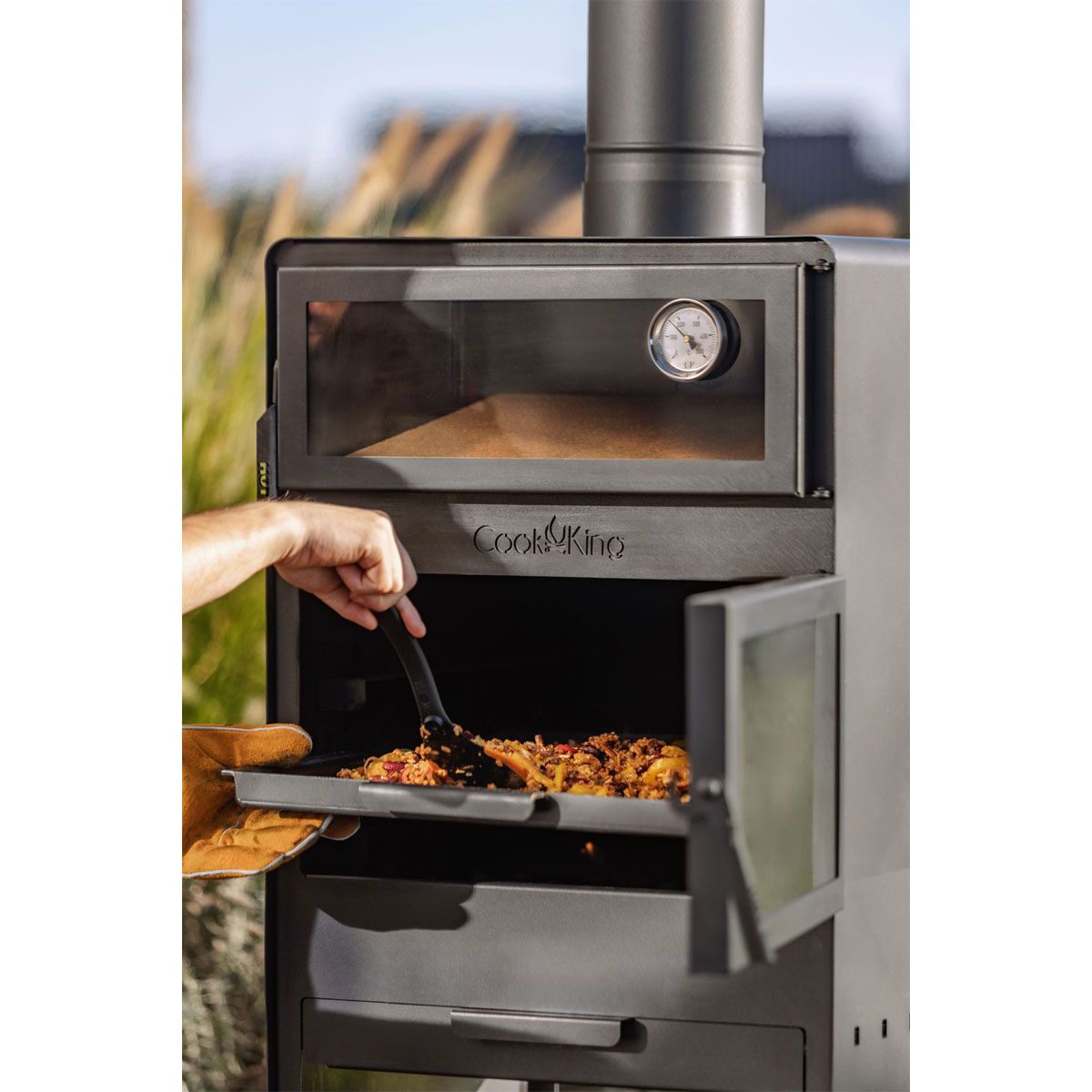 CookKing Terrassenofen Vento Plus inkl. Pizzaofen 50x50x150cm Schwarz Bild 4