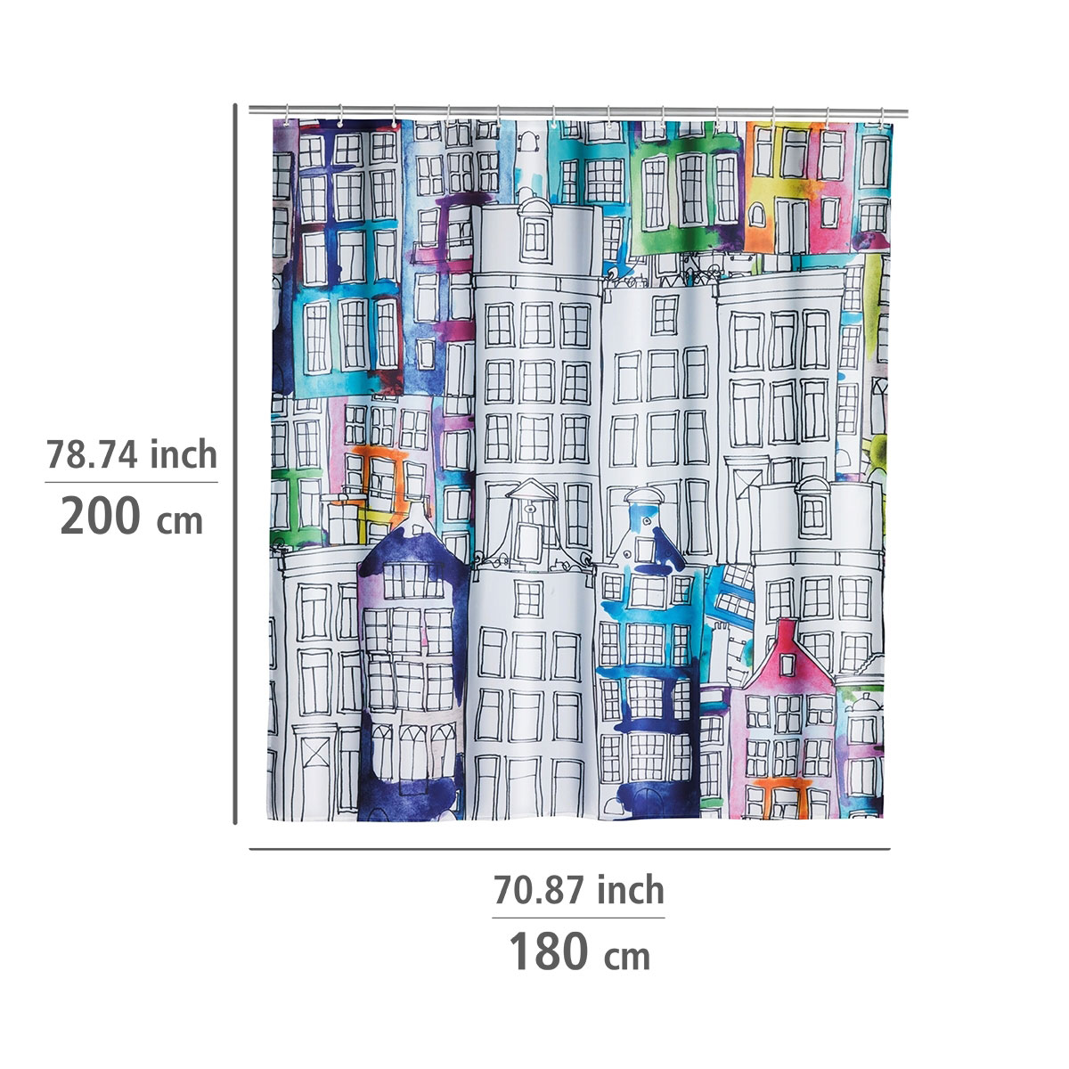 Wenko  Duschvorhang Sunny City Textil Polyester 180 x 200 cm waschbar Bild 5