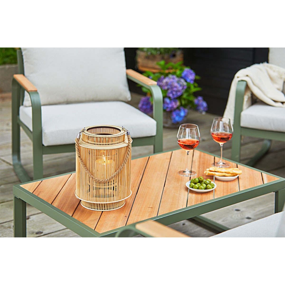 Windlicht Bambus mit Jutehenkel 22 x 29 cm Bild 2