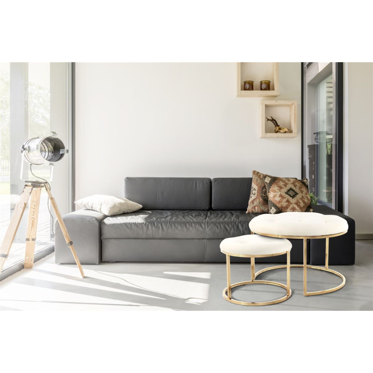 Hocker Becky 825 2er-Set elfenbein gold Bild 5