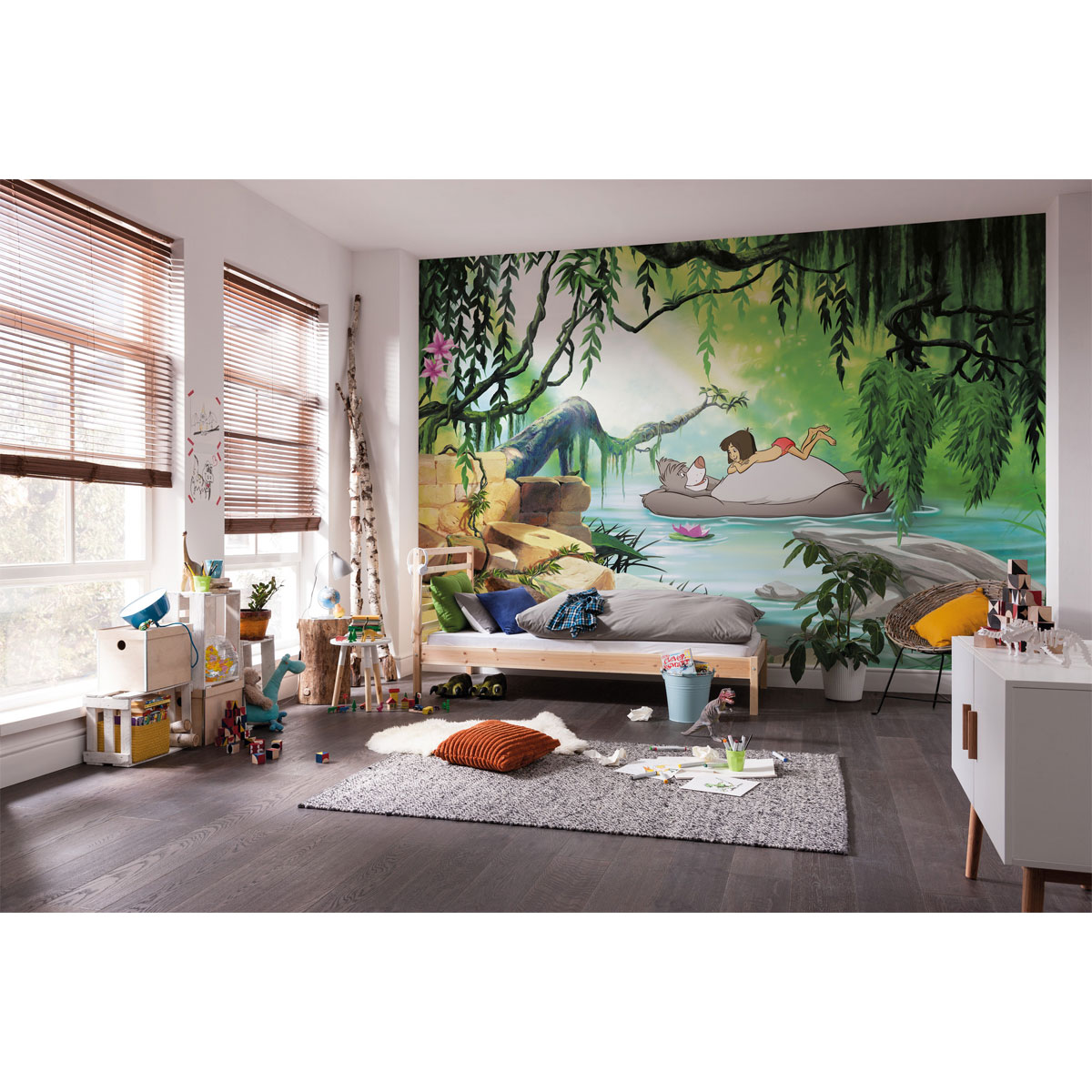 Komar  Papier Fototapete Jungle Book Swimming with Baloo 368x254 cm Bild 1