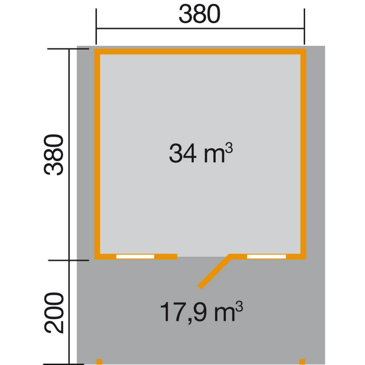 Weka Gartenhaus 135 A Größe 1/2 mit Vordach 380 x 580 x 262 cm Bild 2