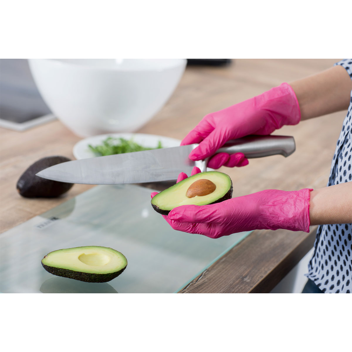 Vileda Nitril Handschuhe Colors S/M Pink/Grün 50 Stück Bild 3