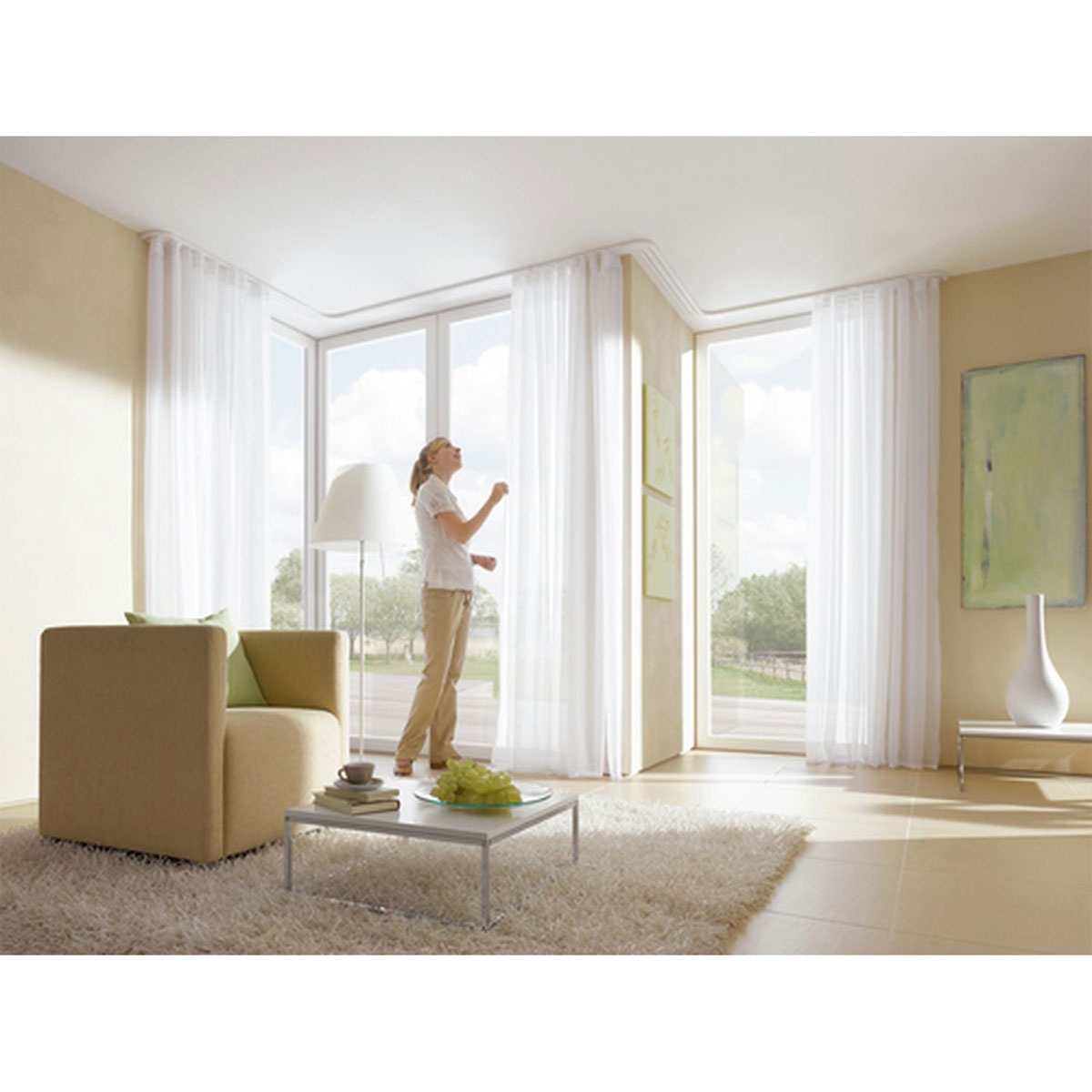 Gardinia Vorhangschiene GE2 250 cm mit Profil für Blendenbefestigung weiß Bild 5