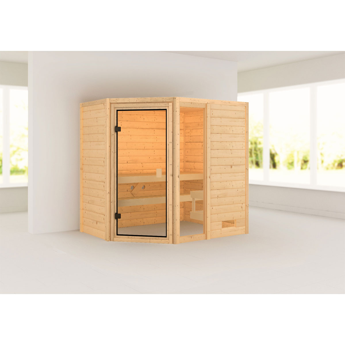Karibu Sauna Jada naturbelassen ohne Ofen ohne Dachkranz
