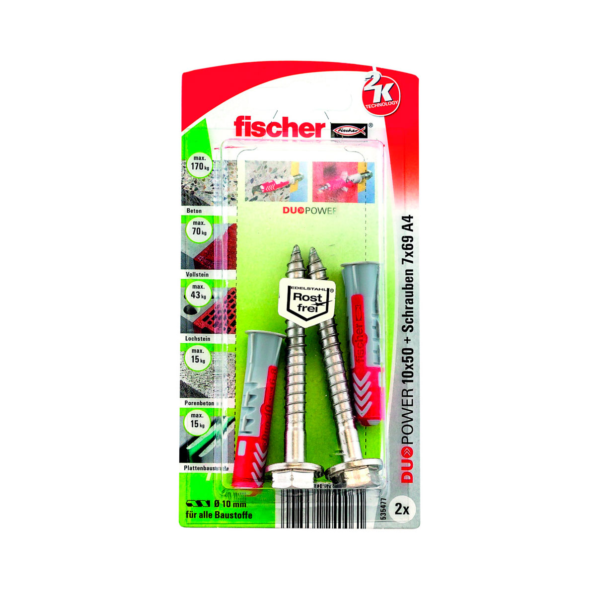 Fischer  Dübel DuoPower 10 x 50 mm 2 Stück Bild 1