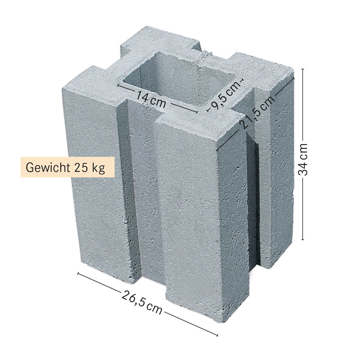 Diephaus  Pfostenfundamentstein 34 x 26,5 x 21,5 cm Bild 2
