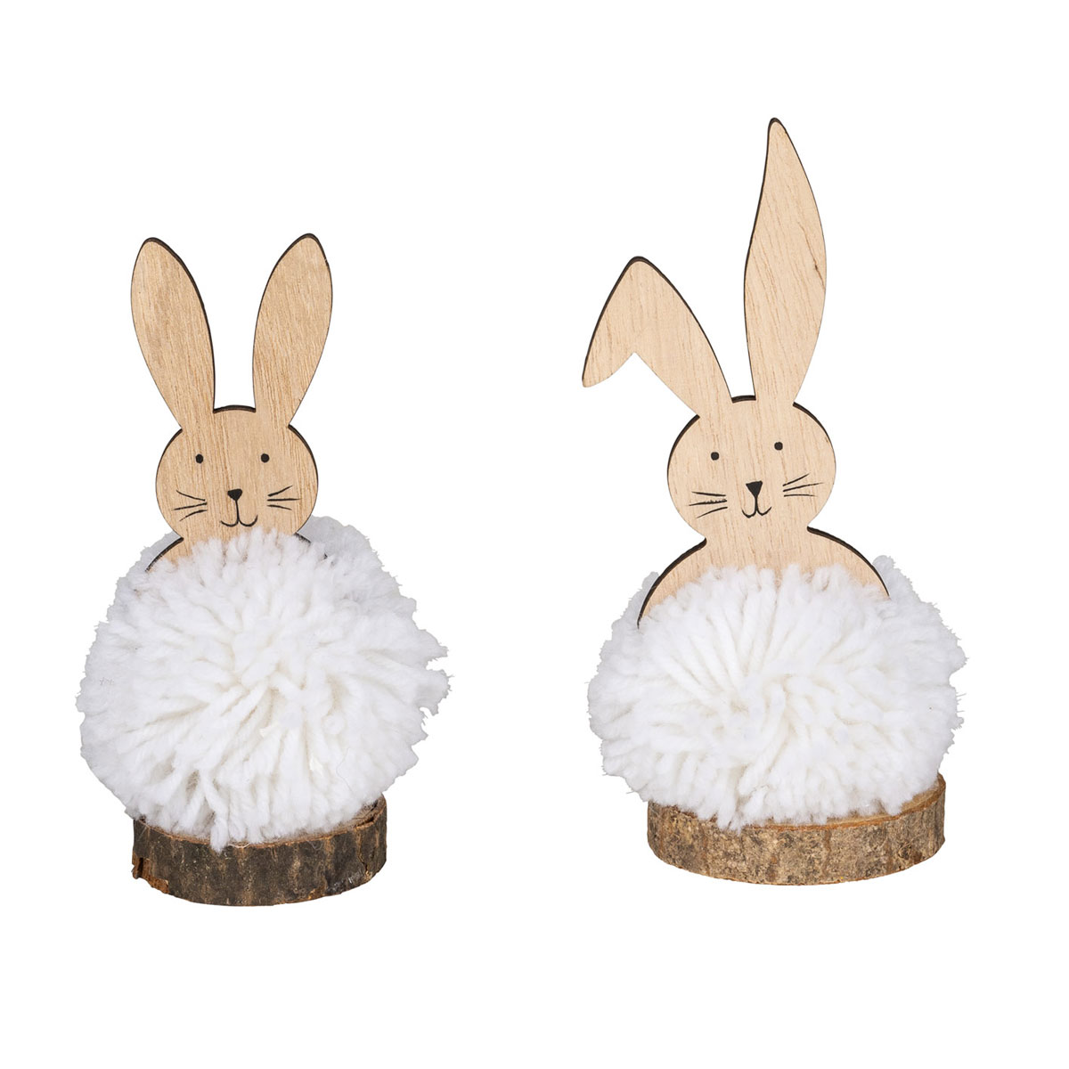 Holzaufsteller Hase mit Wolle 10 x 10 x 10 cm braun