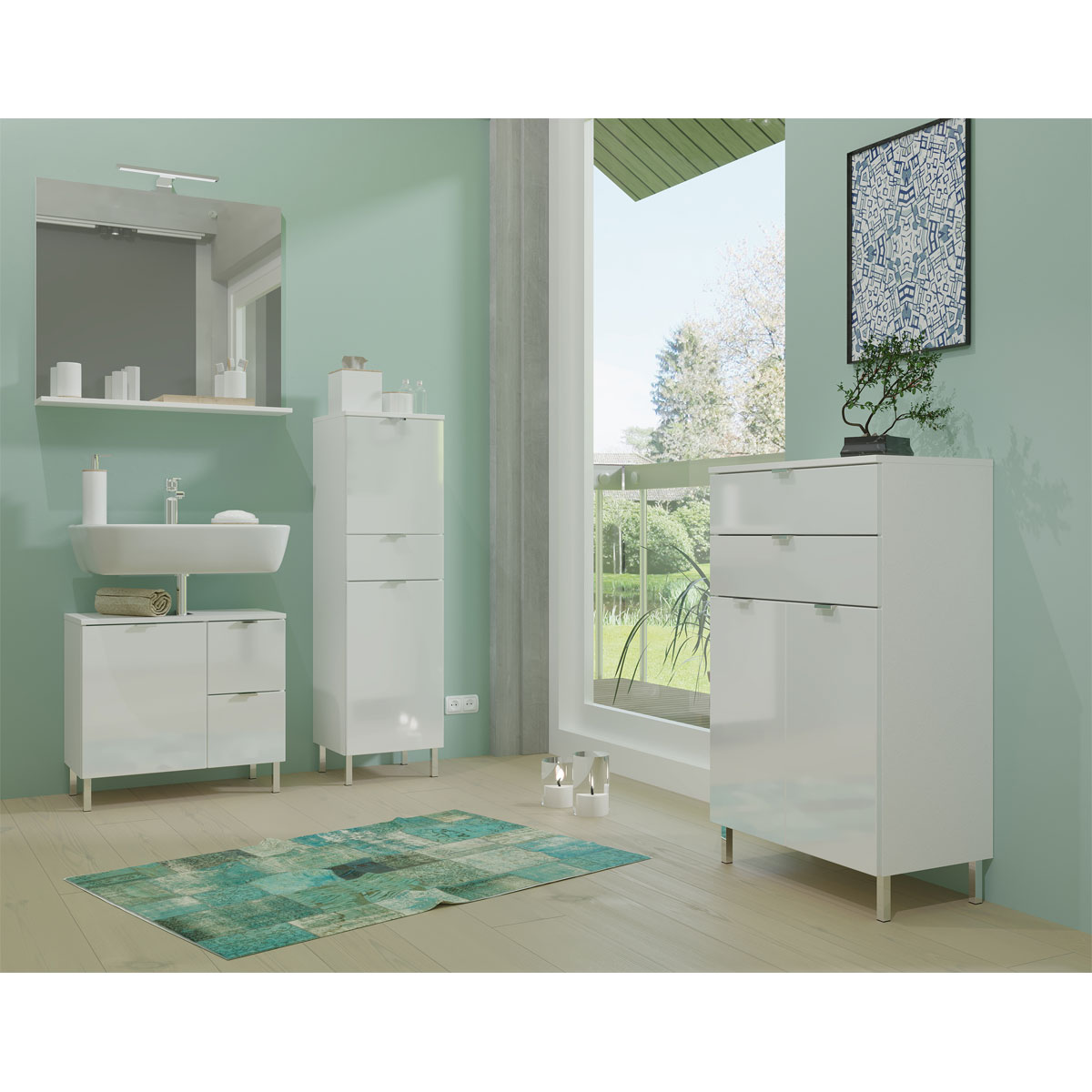 Kommode Maureen 2 Schubkästen 60 x 97 x 34 cm weiß Bild 4