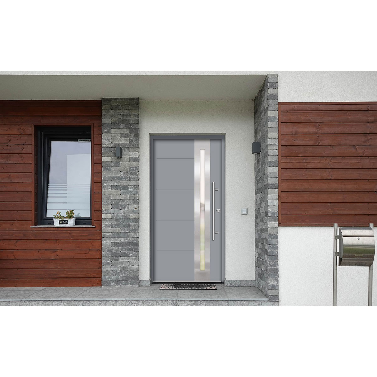 SplenDoor  Premium-Haustür Passivedoor Eksjo energiesparend grau 100 x 200 cm rechts Bild 2