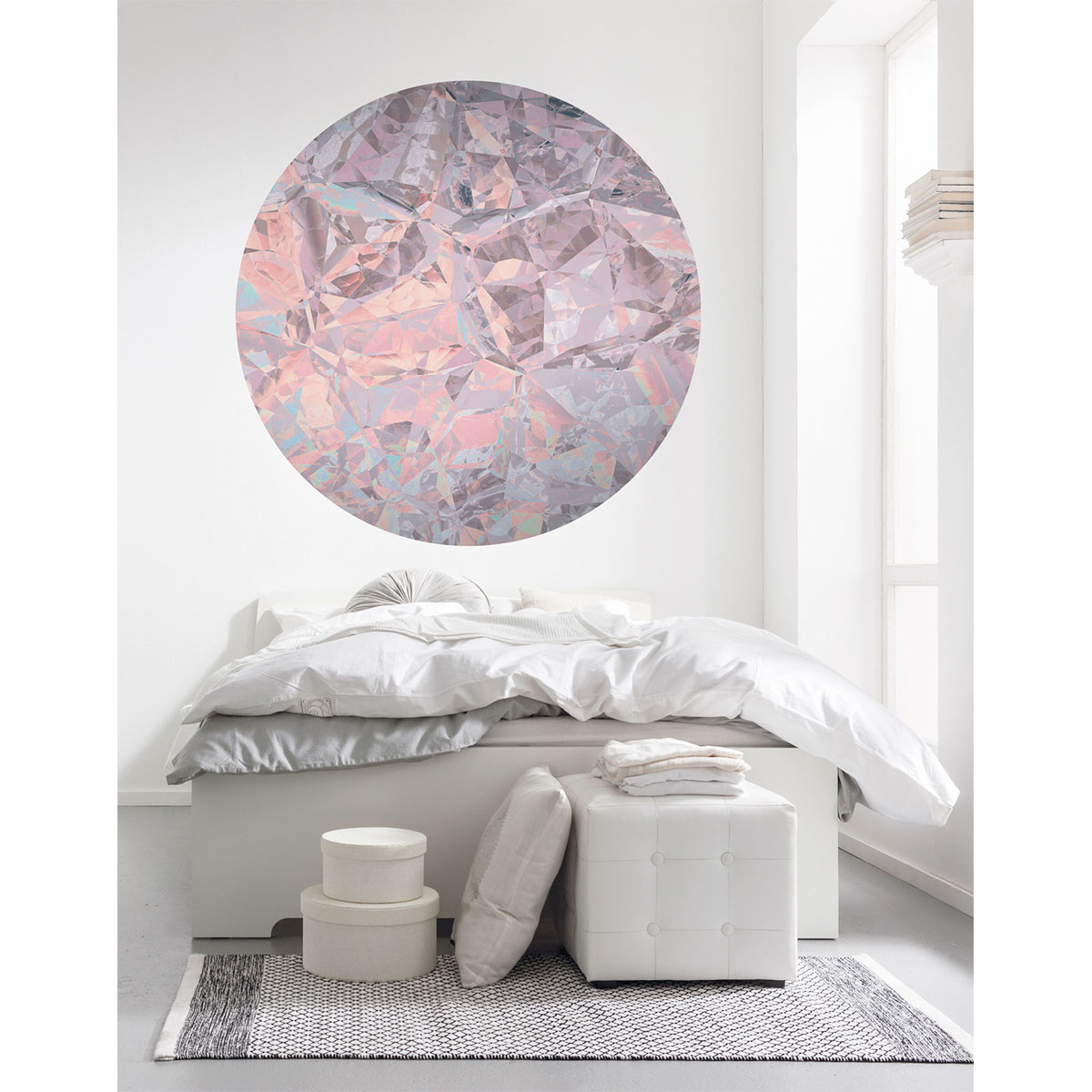 Komar  Selbstklebende Vlies Fototapete rund Glossy Crystals Durchmesser 125 cm