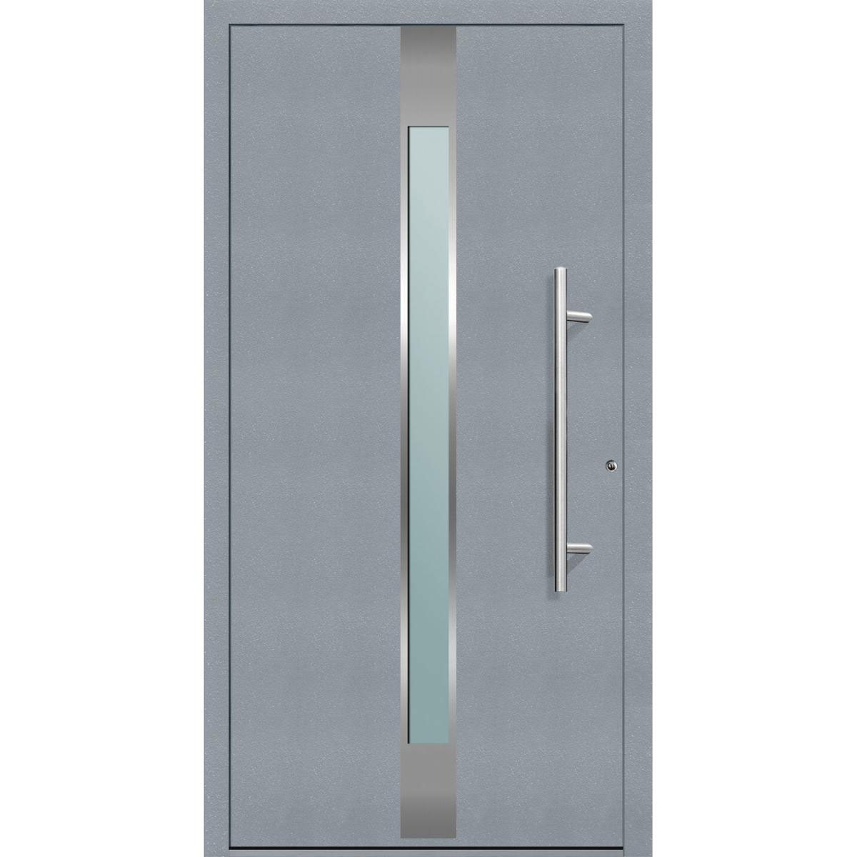 Aluminium Sicherheits-Haustür Rimini Exklusiv 75 mm grau 100 x 210 cm Anschlag rechts inkl Griffset