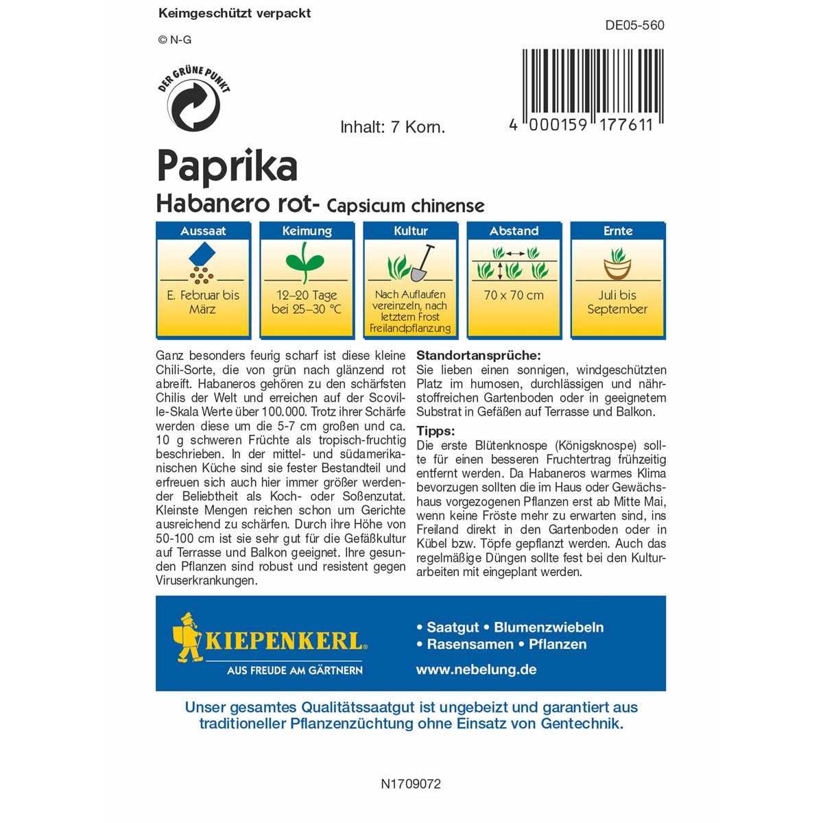 Kiepenkerl Paprika Habanero rot Bild 2