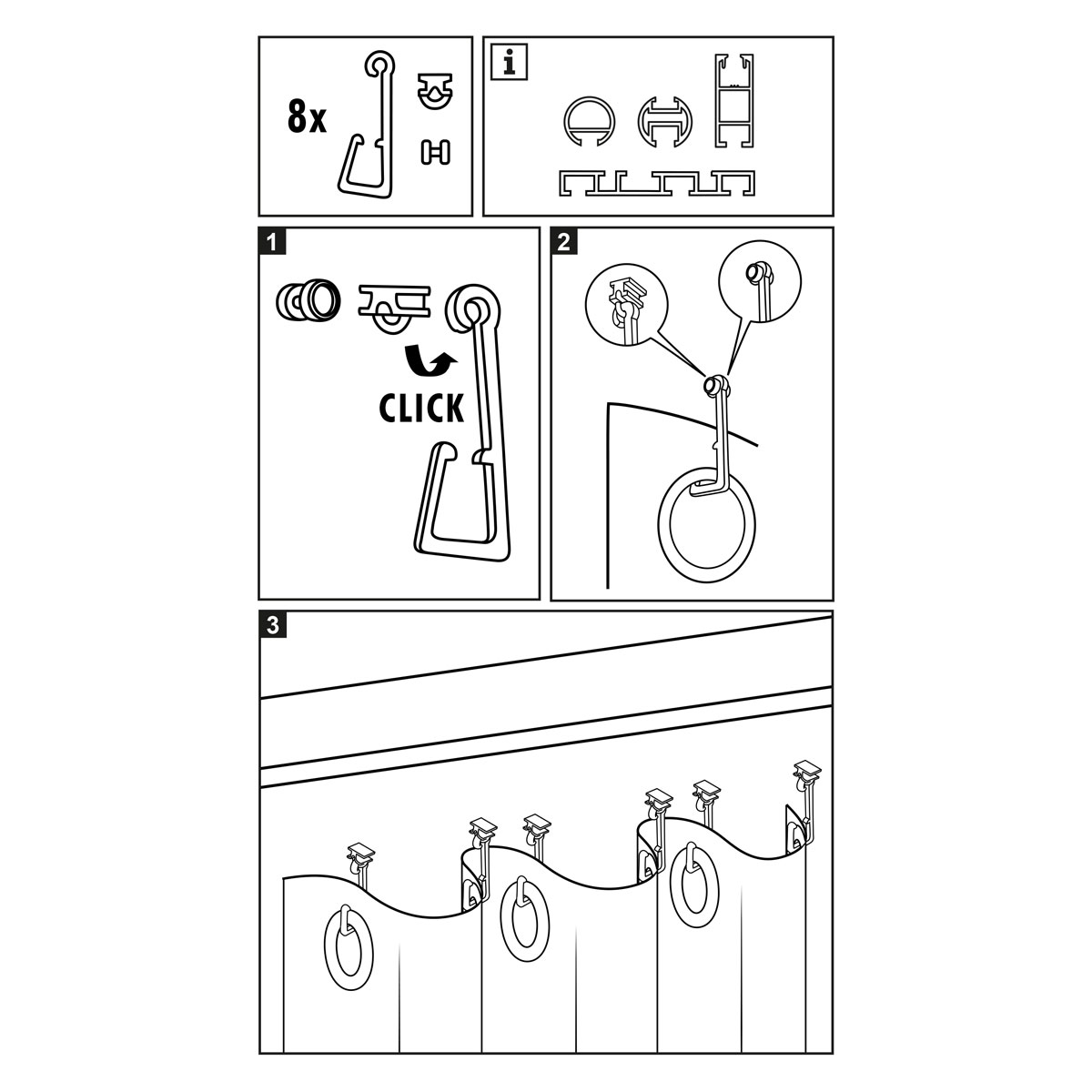 Gardinia Zubehör-Set Haken und Ösen transparent Bild 4