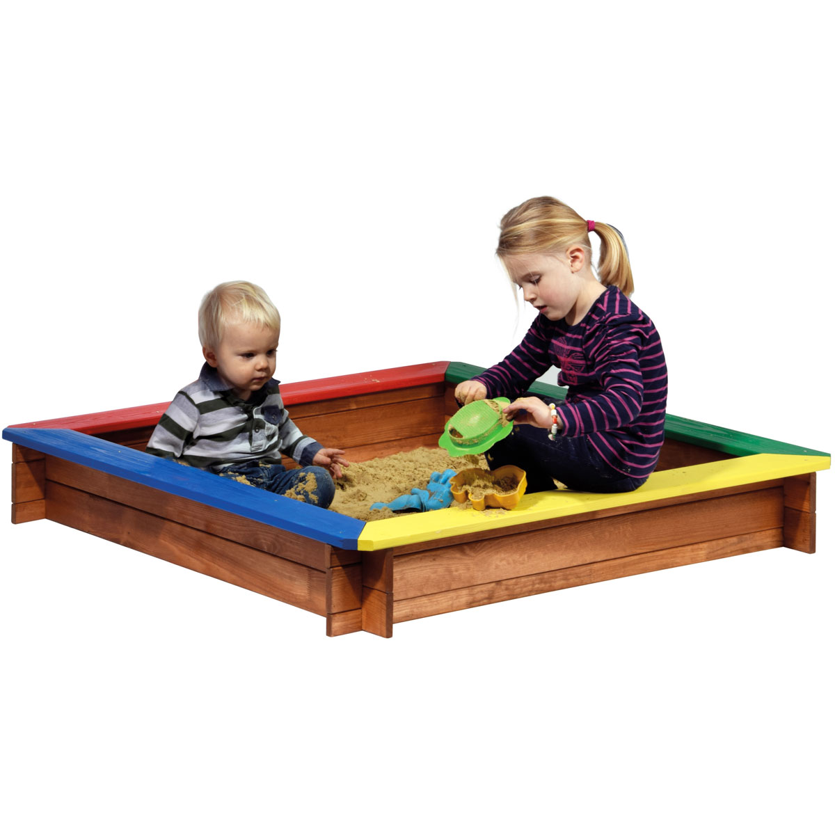 dobar Sandkasten mit Sitzflächen 117 x 18 x 117 cm mehrfarbig