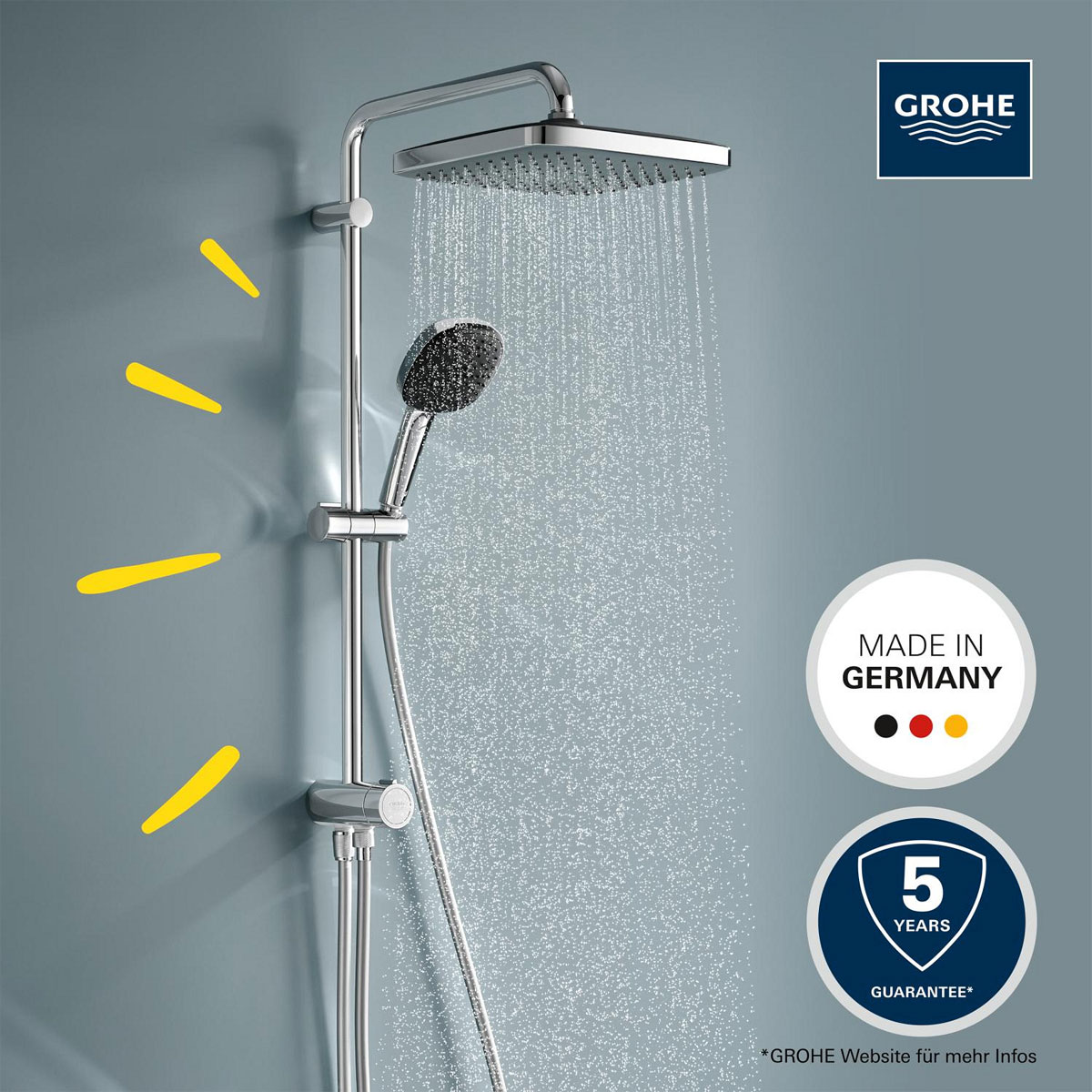 Grohe Duschsystem Vitalio Comfort 250 Flex mit Umstellung für die Wandmontage Bild 3