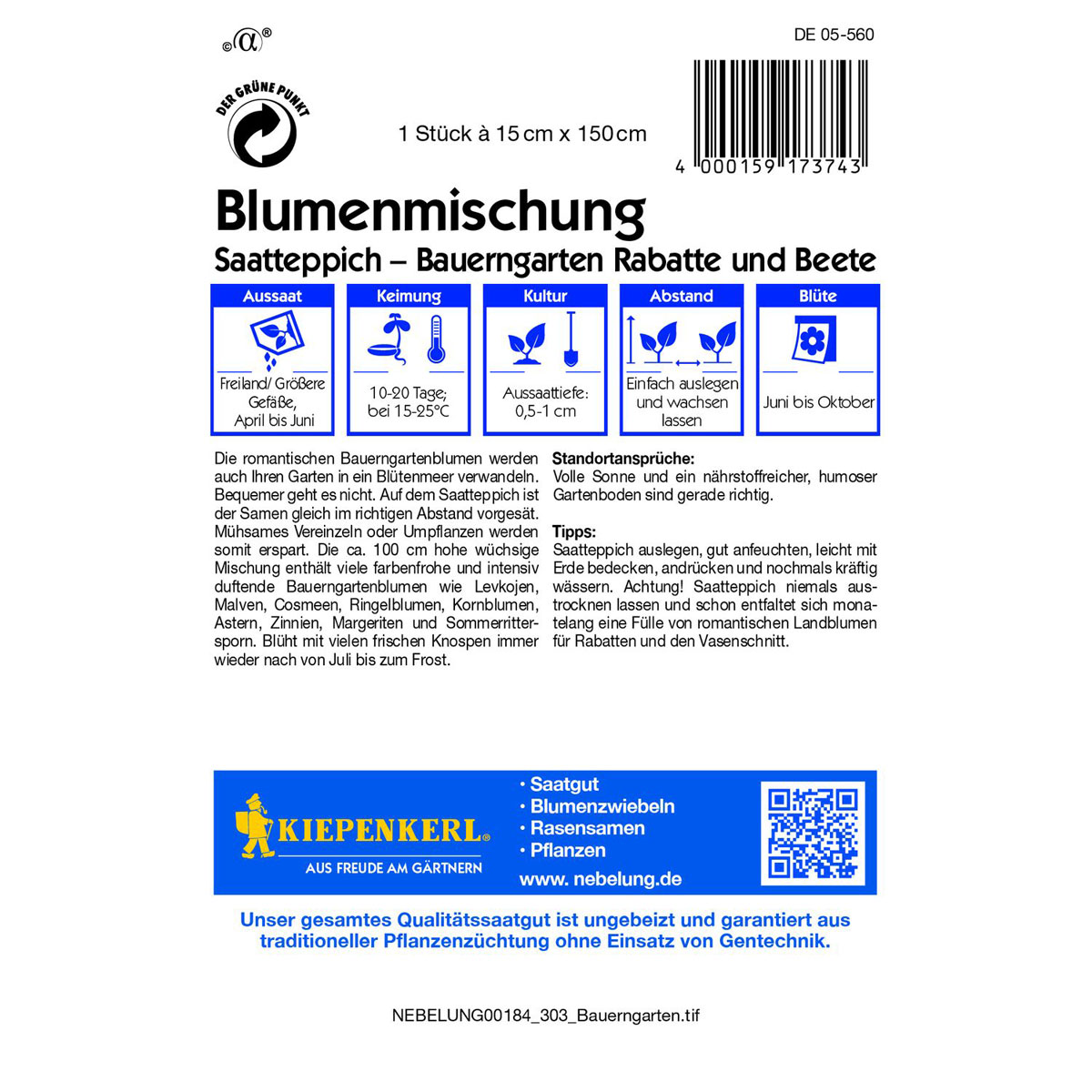 Kiepenkerl Blumenmischung Bauerngarten Rabatte und Beete Saatteppich Bild 3