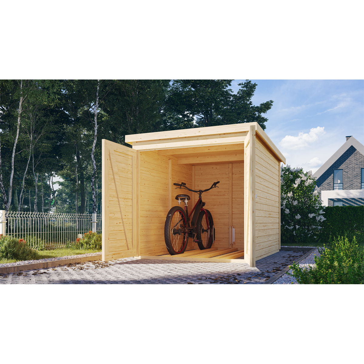 Karibu Fahrradgarage naturbelassen 163 x 217 cm Bild 3
