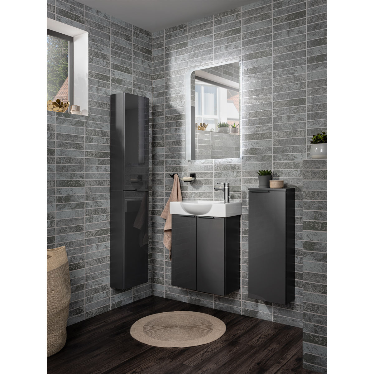 Fackelmann  Gäste-WC Waschtischunterschrank SBC 520 x 600 x 243 mm anthrazit Bild 5