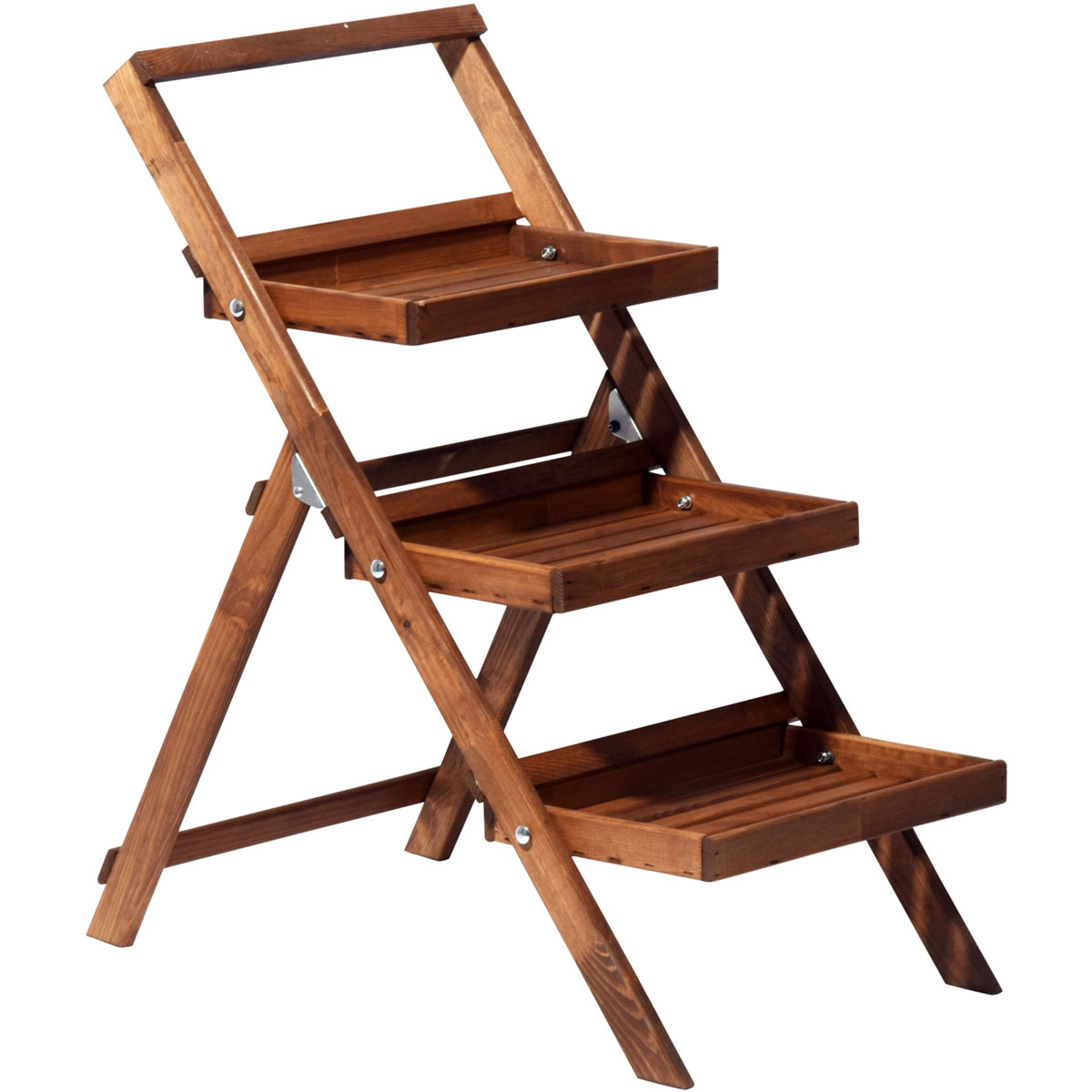 dobar Blumentreppe klappbar 50 x 102 x 46 cm braun Bild 2