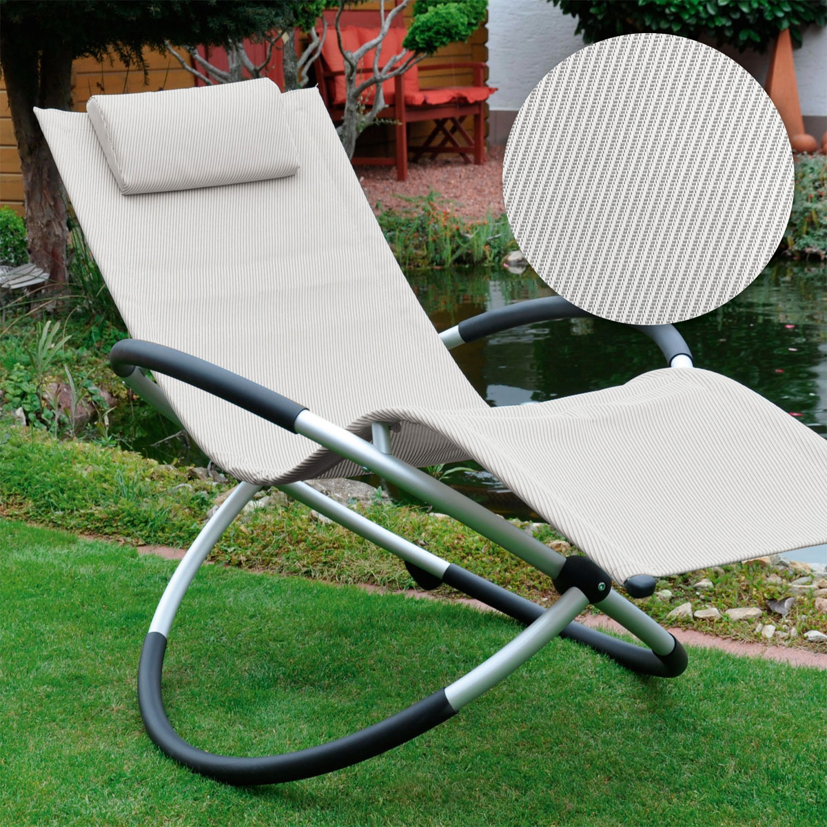 Leco Klappbare Gartenliege ergonomisch geformte Liegefläche Natur Bild 2