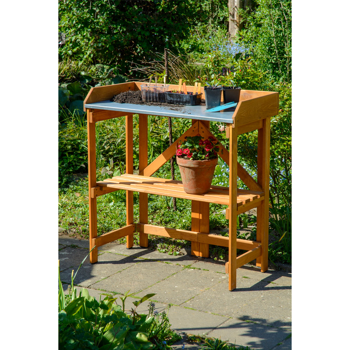 dobar Pflanztisch klappbar 85 x 89 x 44 cm braun Bild 7