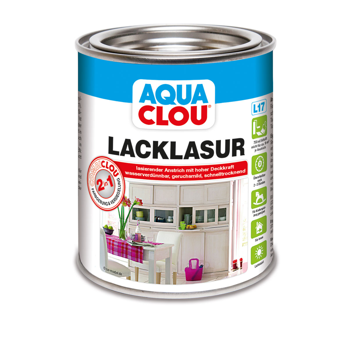 Clou Lacklasur Aqua Combi Mahagoni-Braun 0,75 L