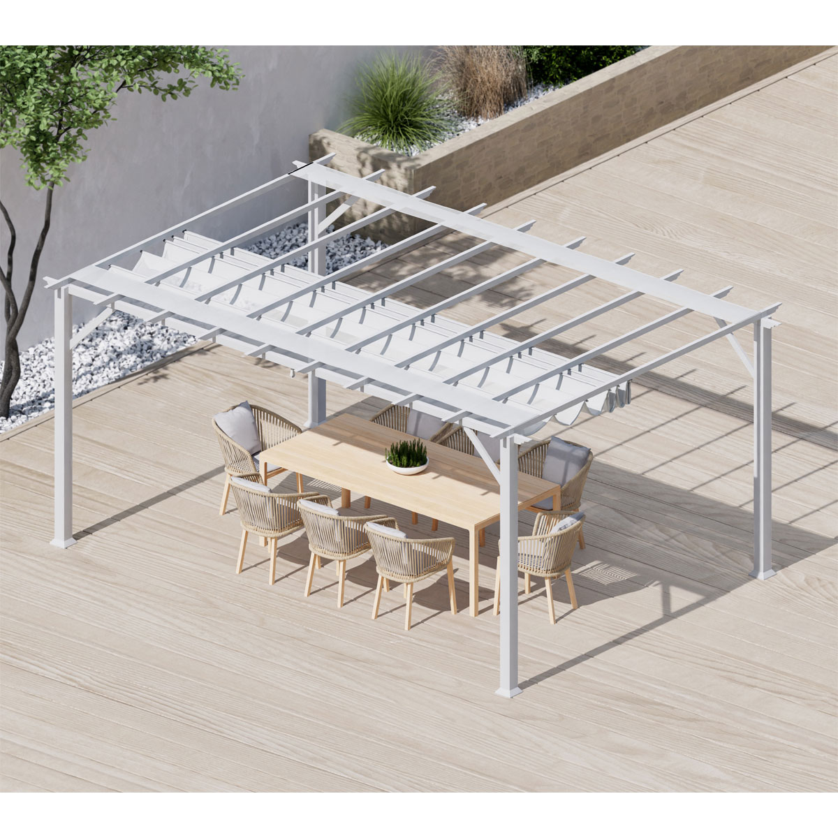 Paragon Outdoor Outdoor Pergola Florida 1116 inkl. Sonnensegel 350x505x236cm Weiß Bild 4