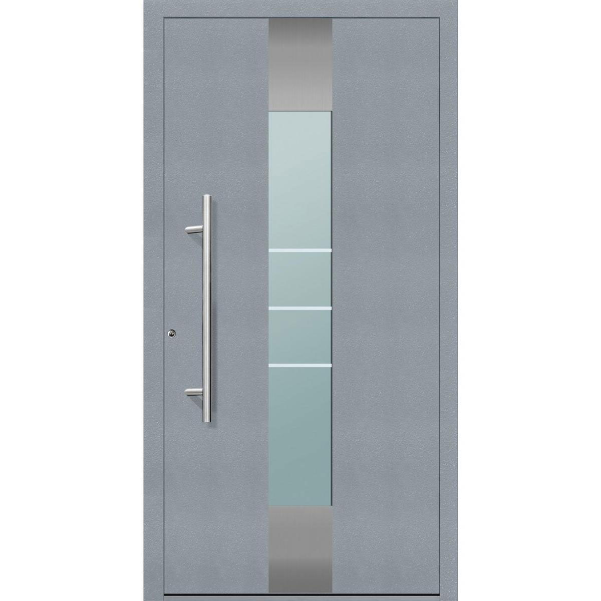 Aluminium Sicherheits-Haustür Catania Exklusiv 75 mm grau 110 x 210 cm Anschlag links inkl Griffset